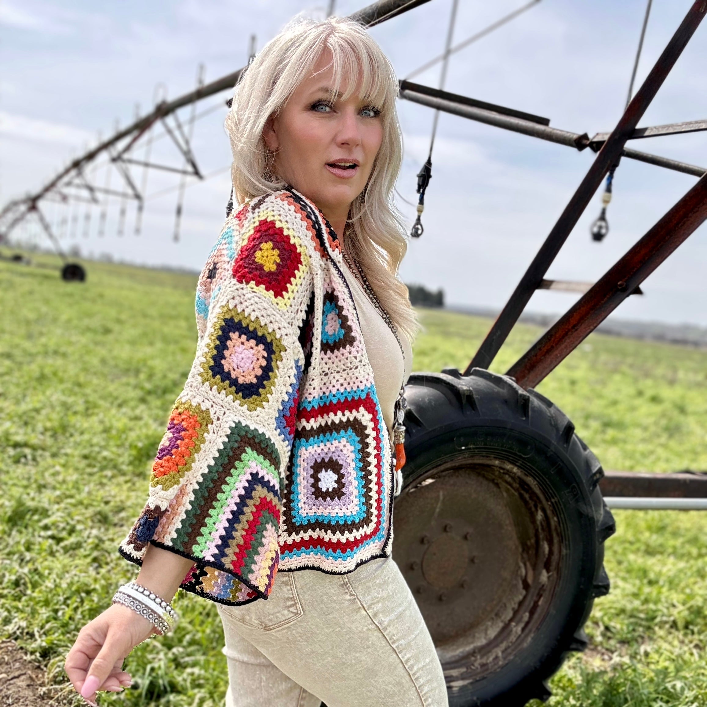 Granny square cardigan hotsell