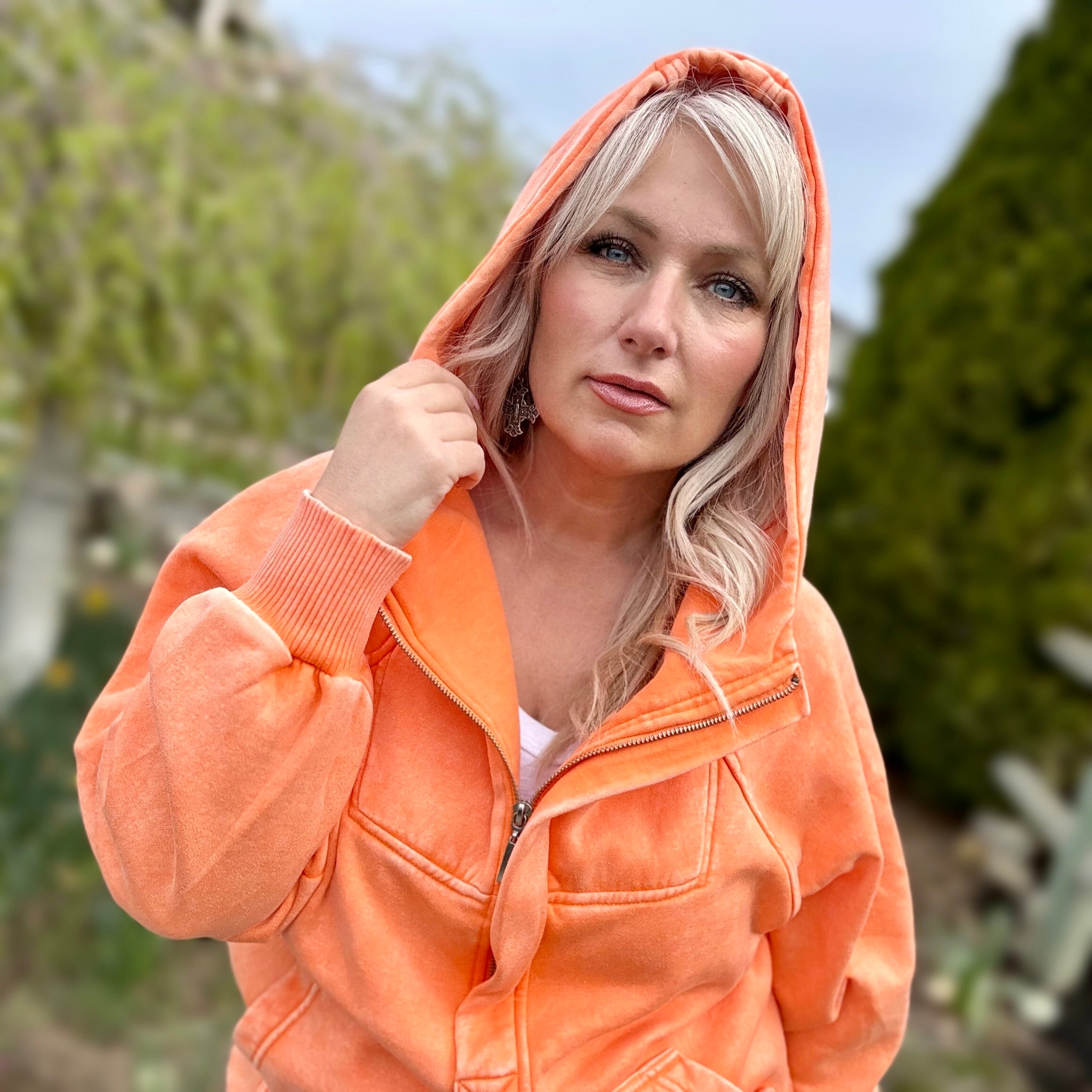 Vine Half Zip Hoodie (Tangerine)