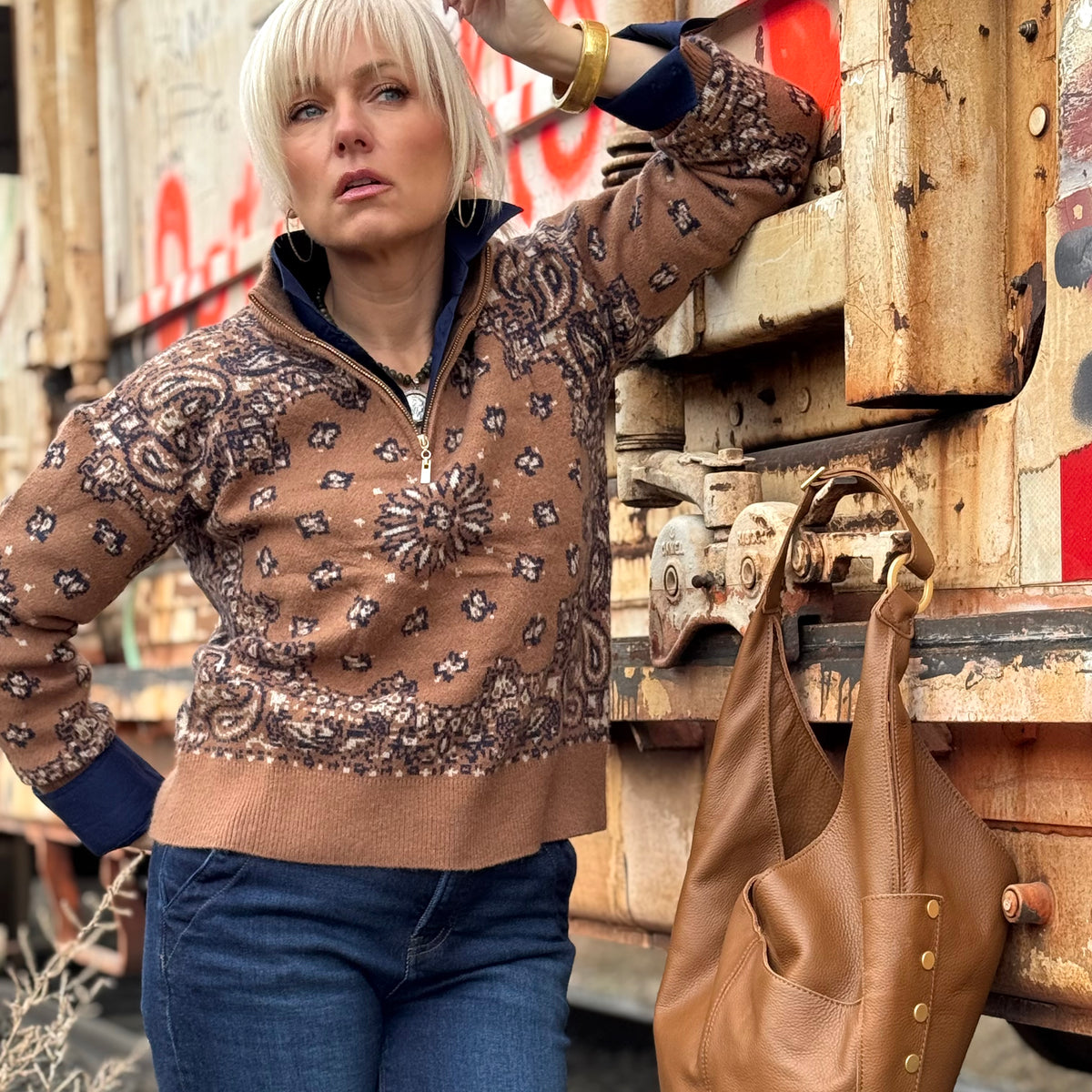 The Paisley Quarter-Zip Sweater