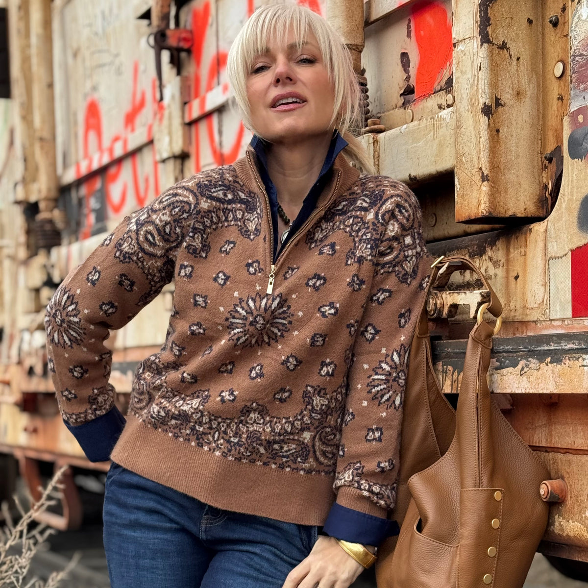 The Paisley Quarter-Zip Sweater