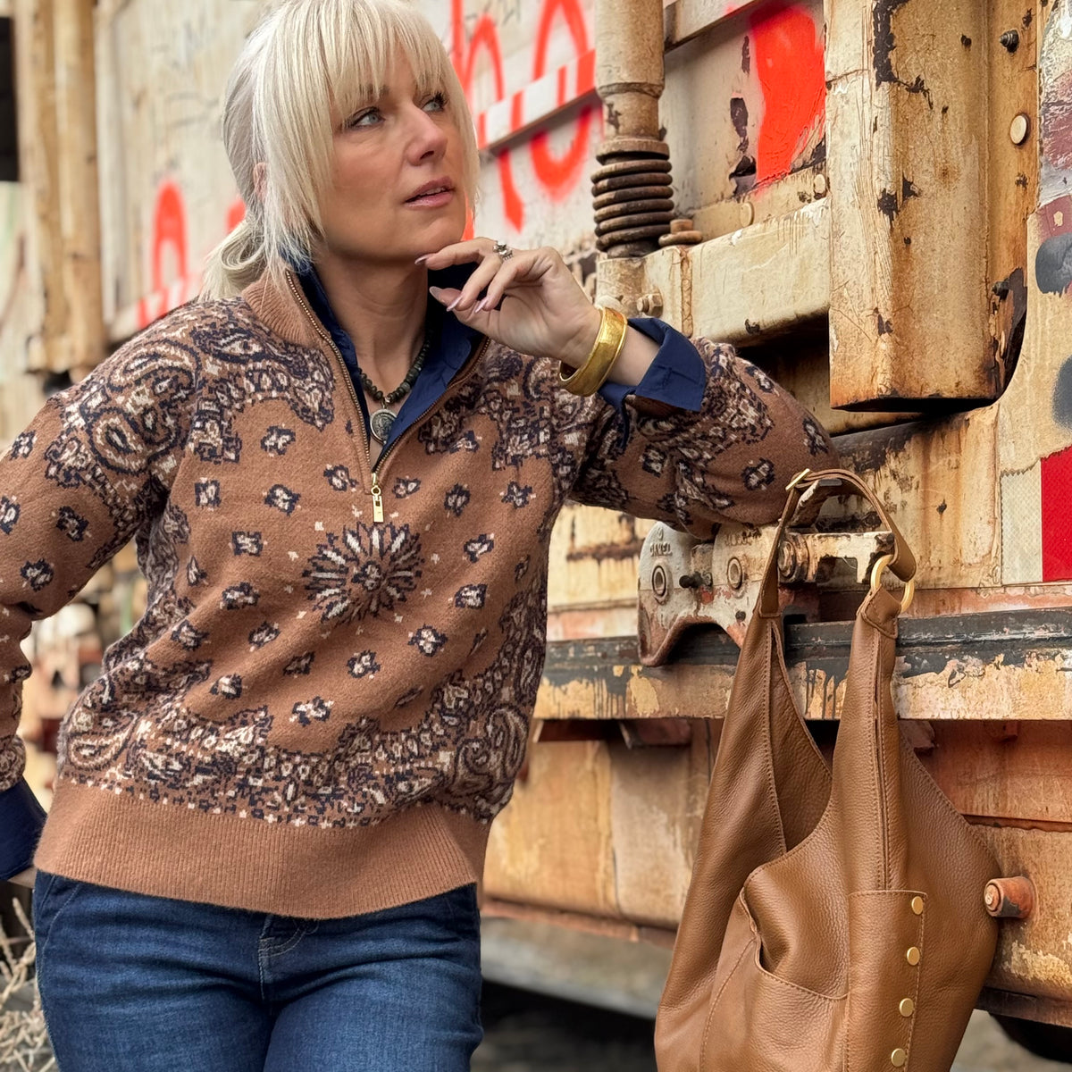 The Paisley Quarter-Zip Sweater