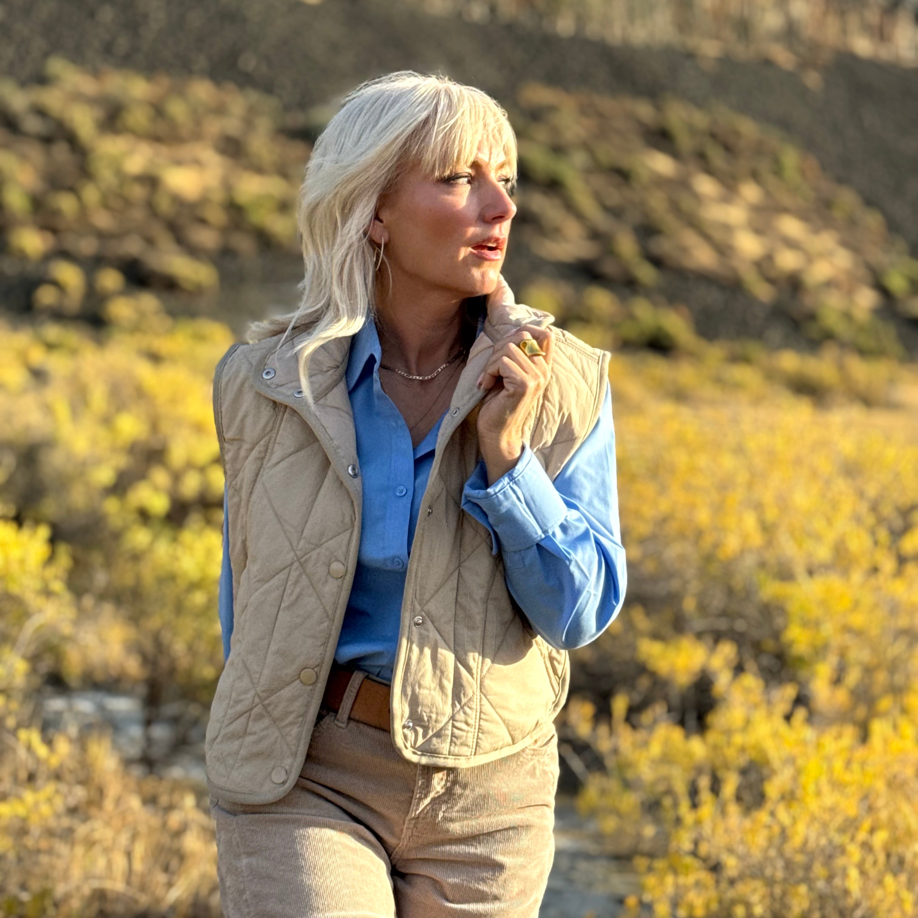 Slimline Quilted Vest Khaki