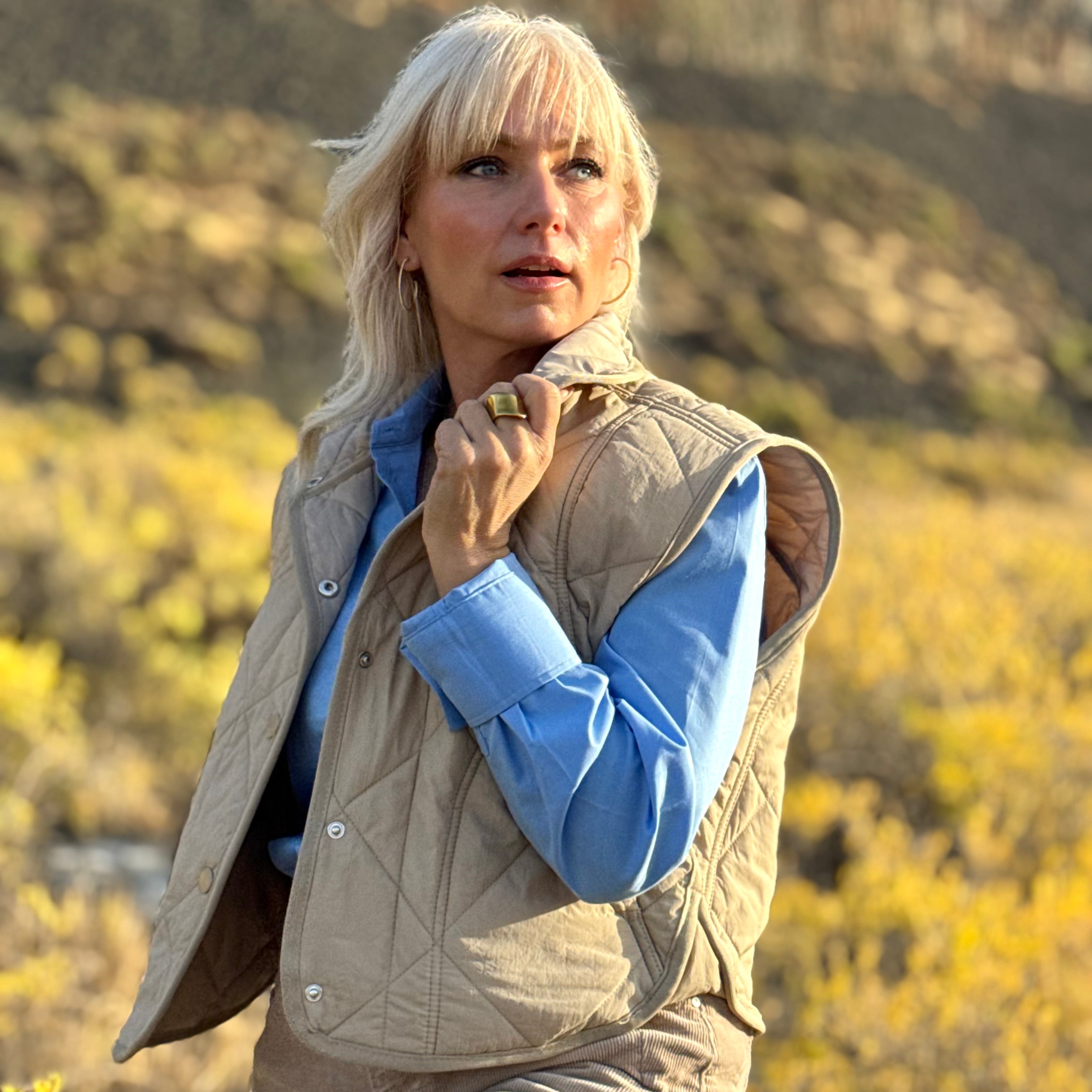 Slimline Quilted Vest Khaki