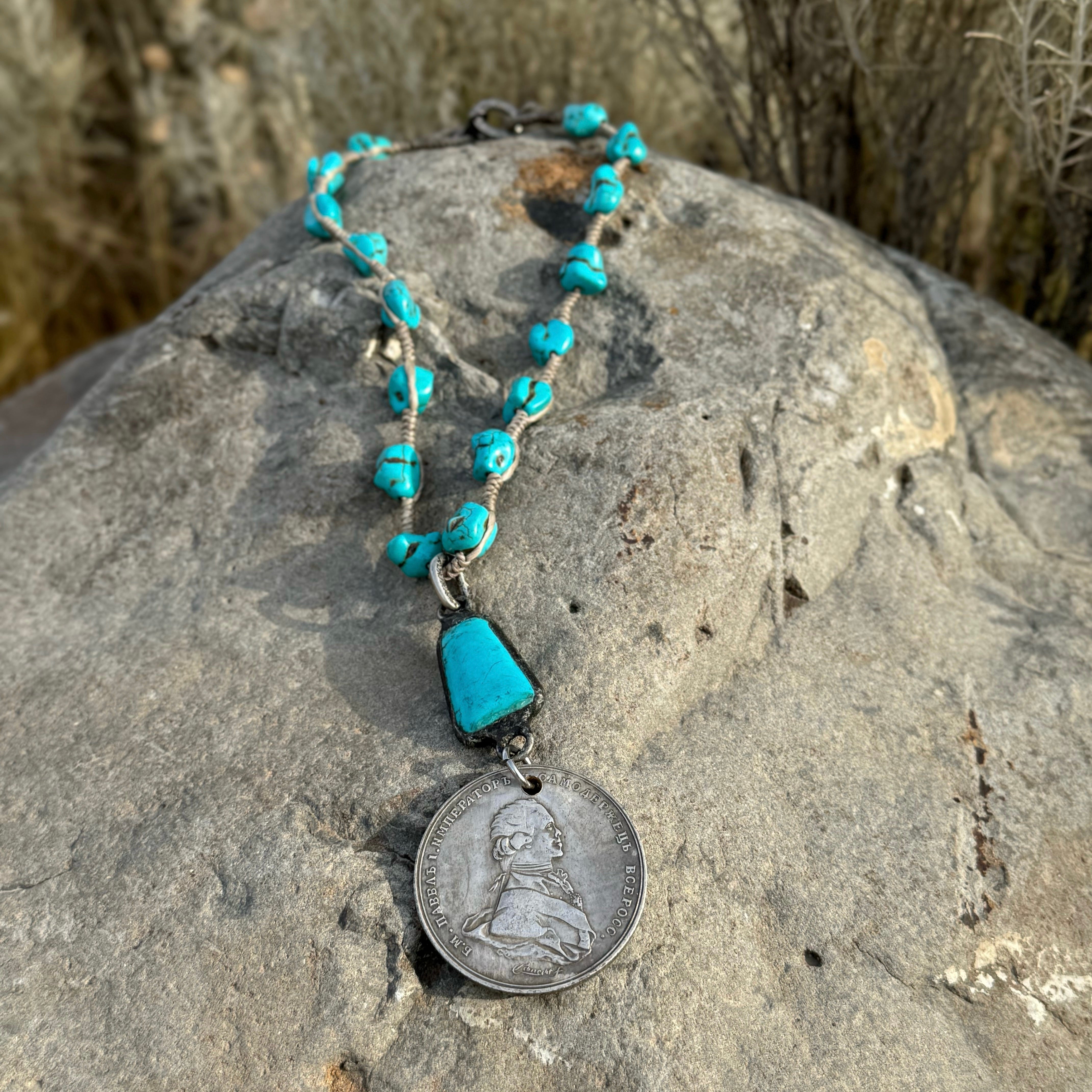 Paula Carvalho Turquoise Coin Necklace