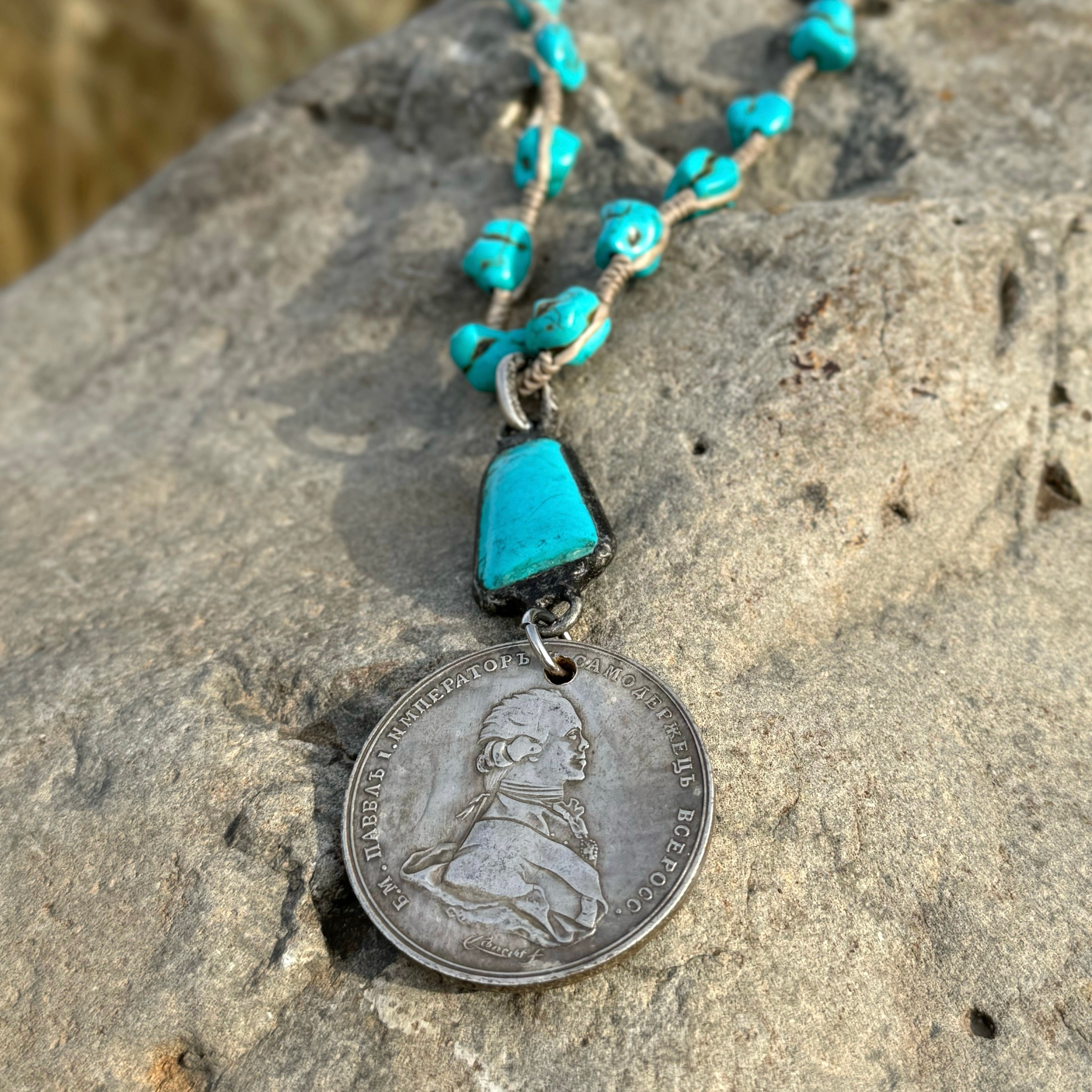 Paula Carvalho Turquoise Coin Necklace