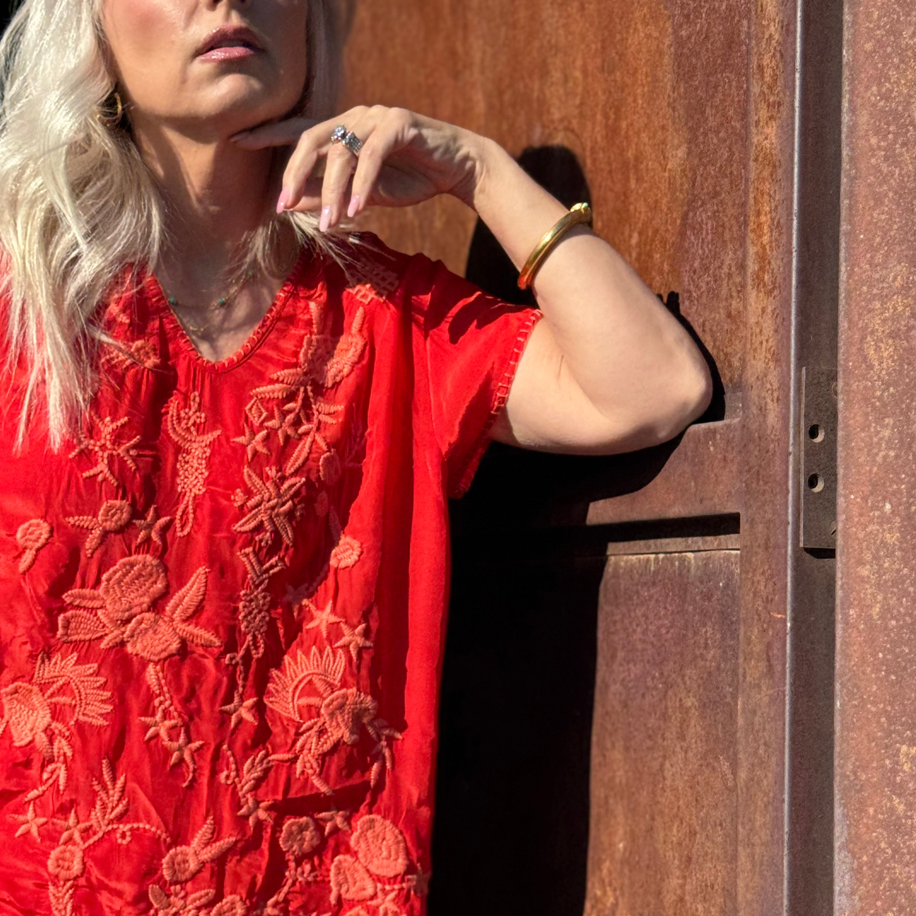 Sunset Silk Embroidered Blouse