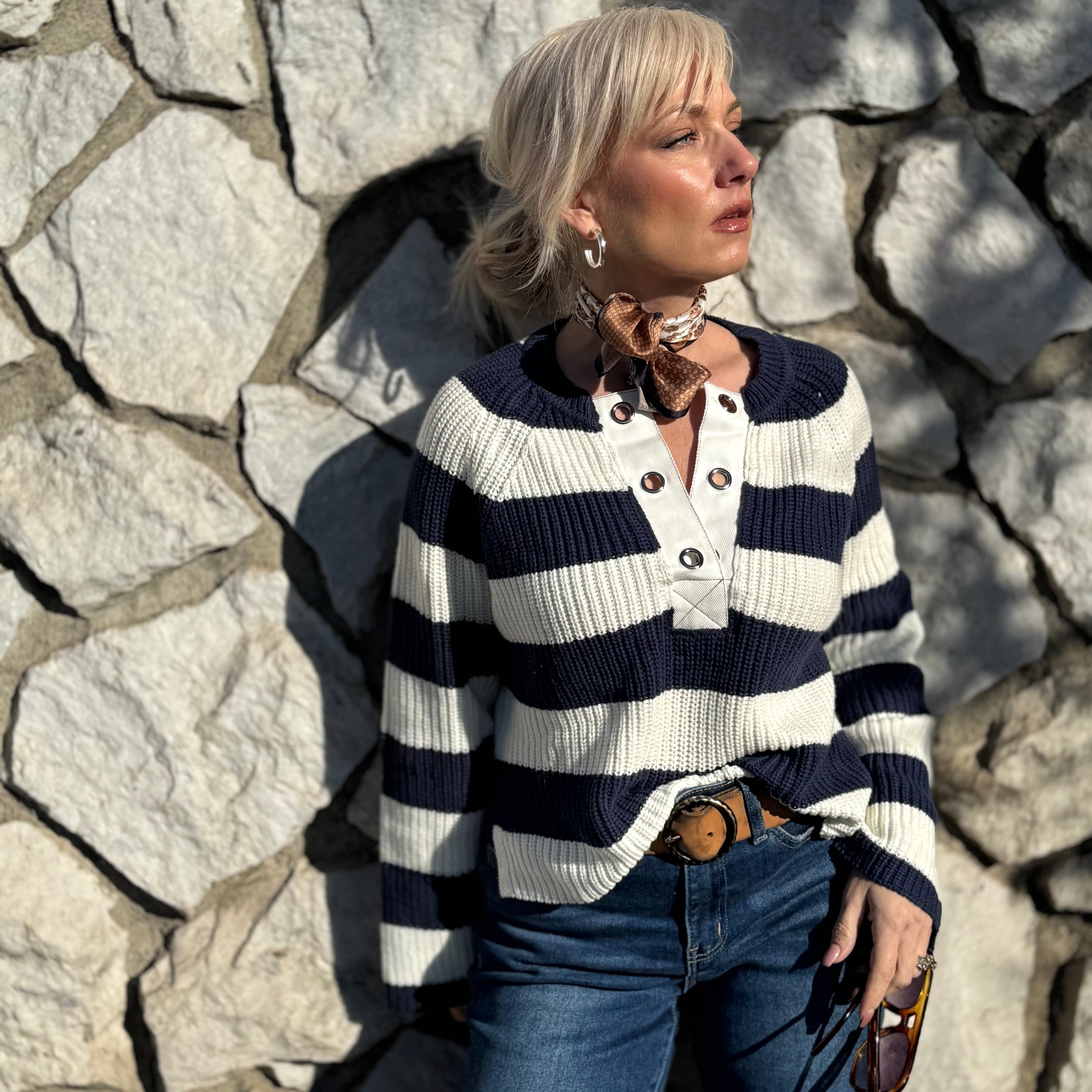 SAPPHIRE NAVY STRIPE SWEATER
