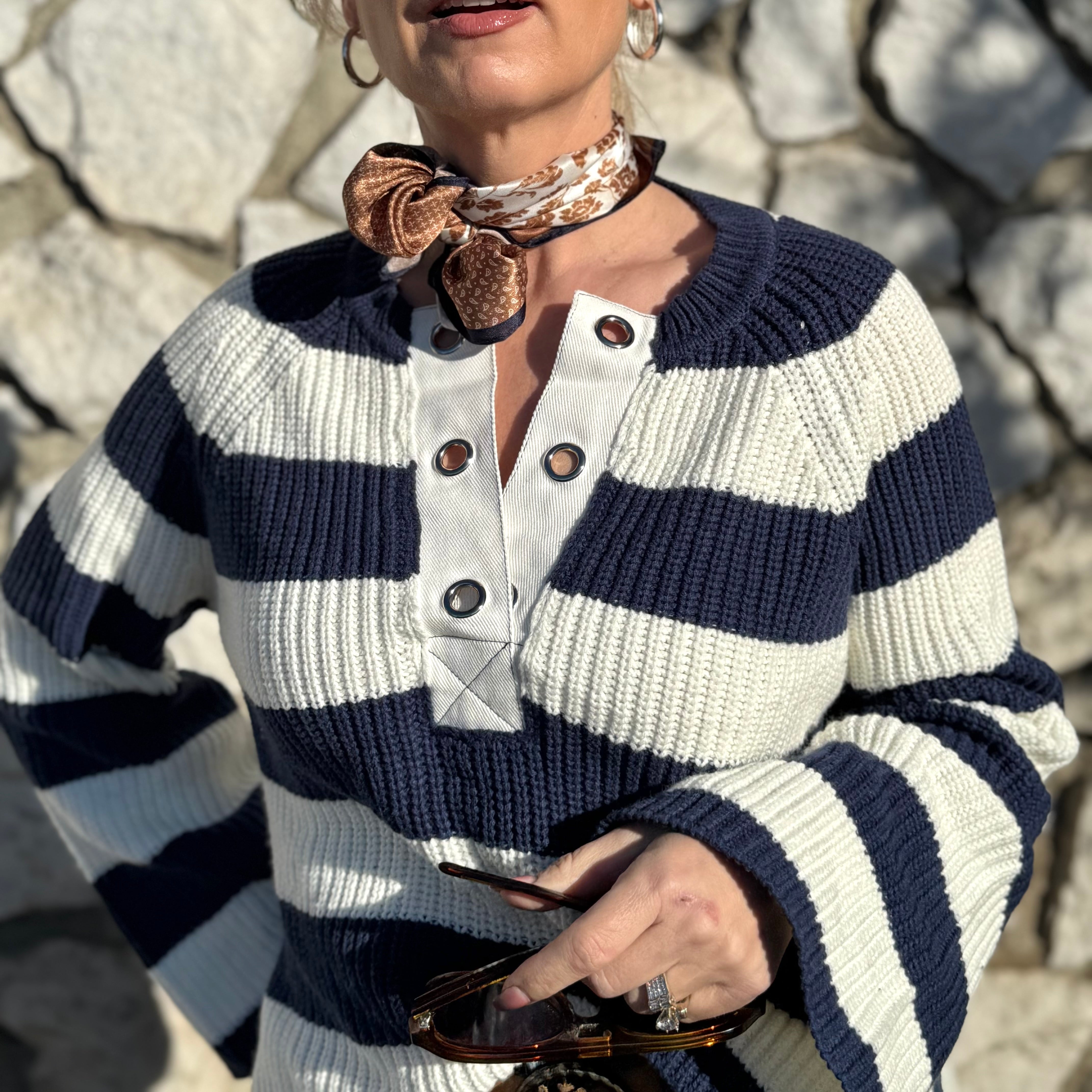 SAPPHIRE NAVY STRIPE SWEATER