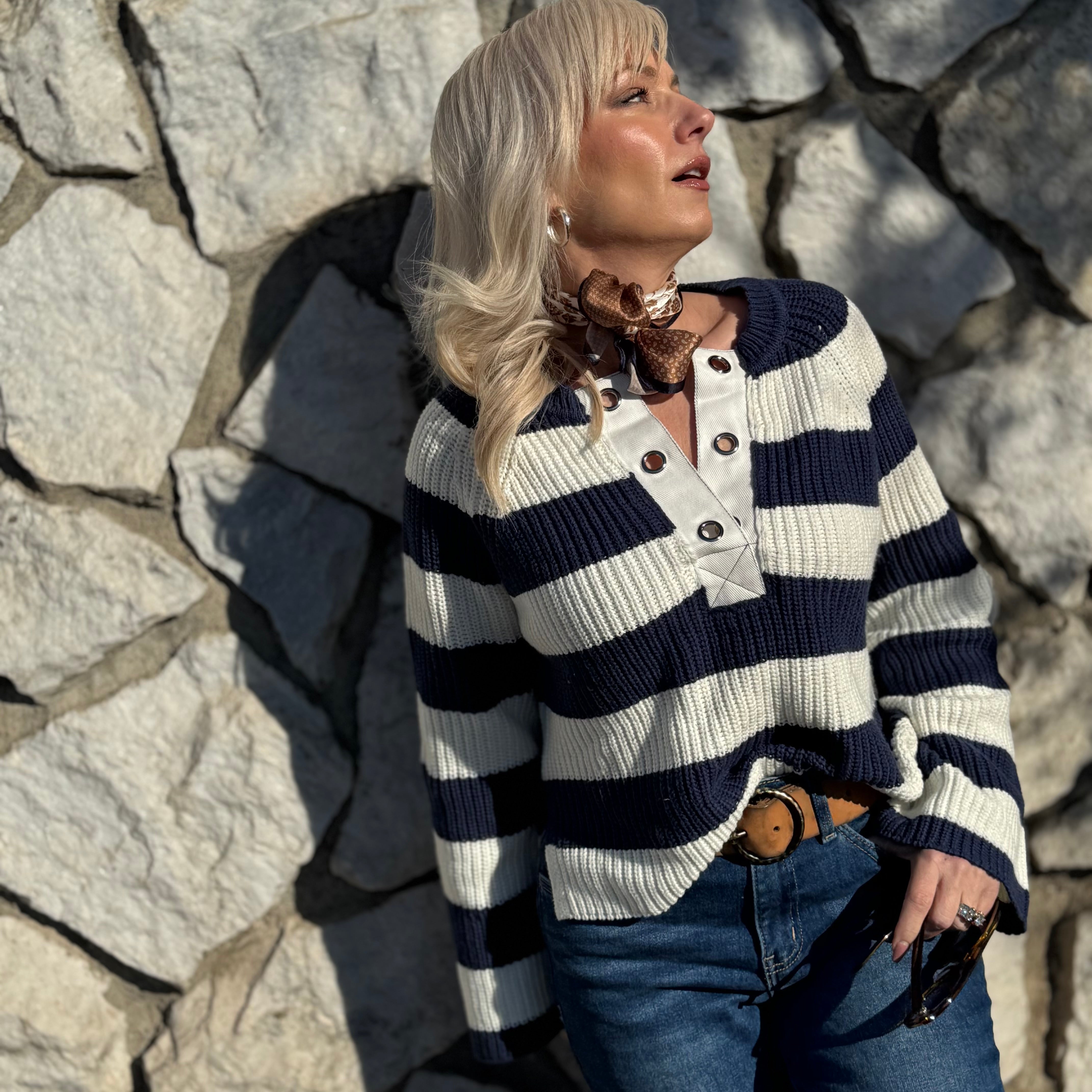 SAPPHIRE NAVY STRIPE SWEATER