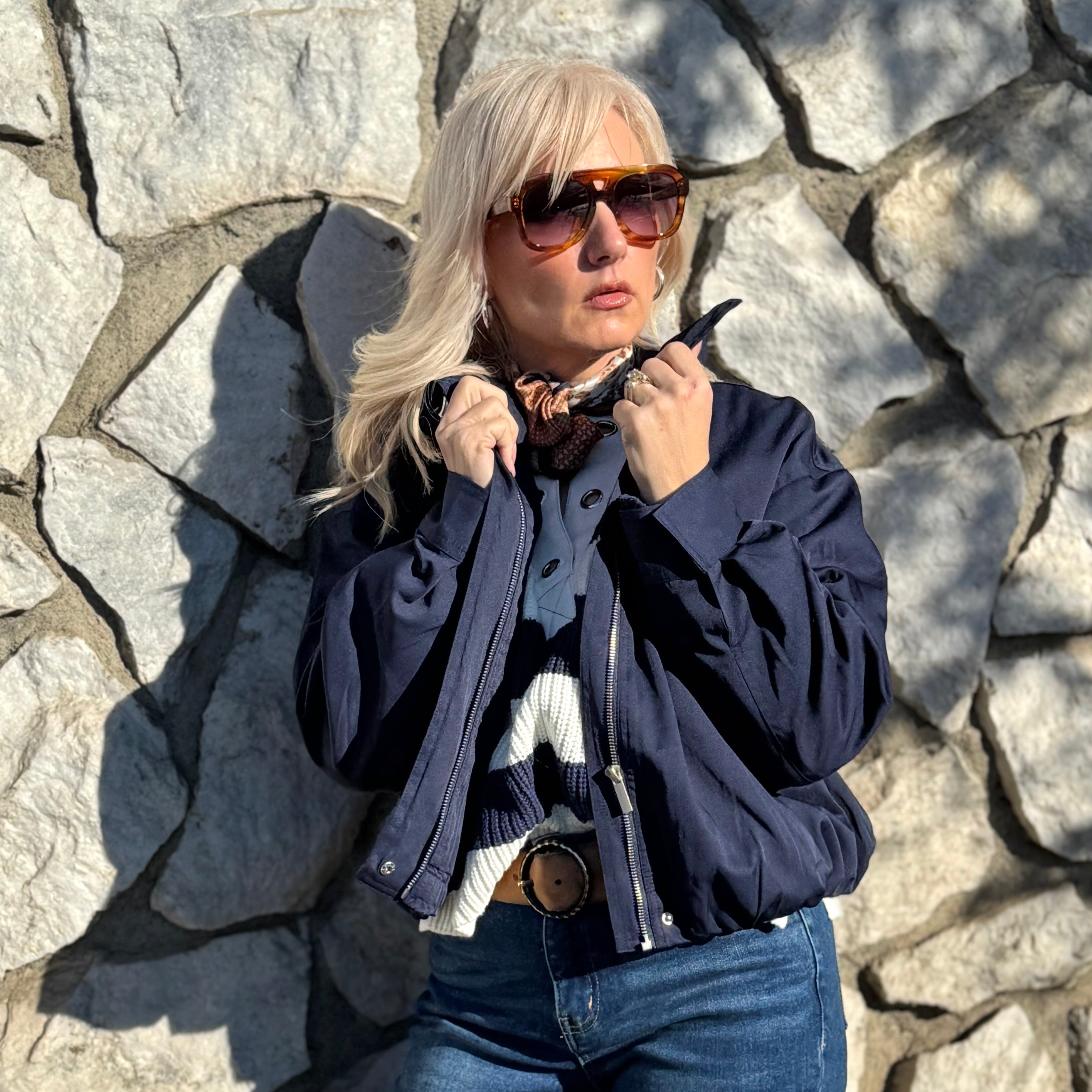 The North Shore  Cropped Trench Jacket Navy