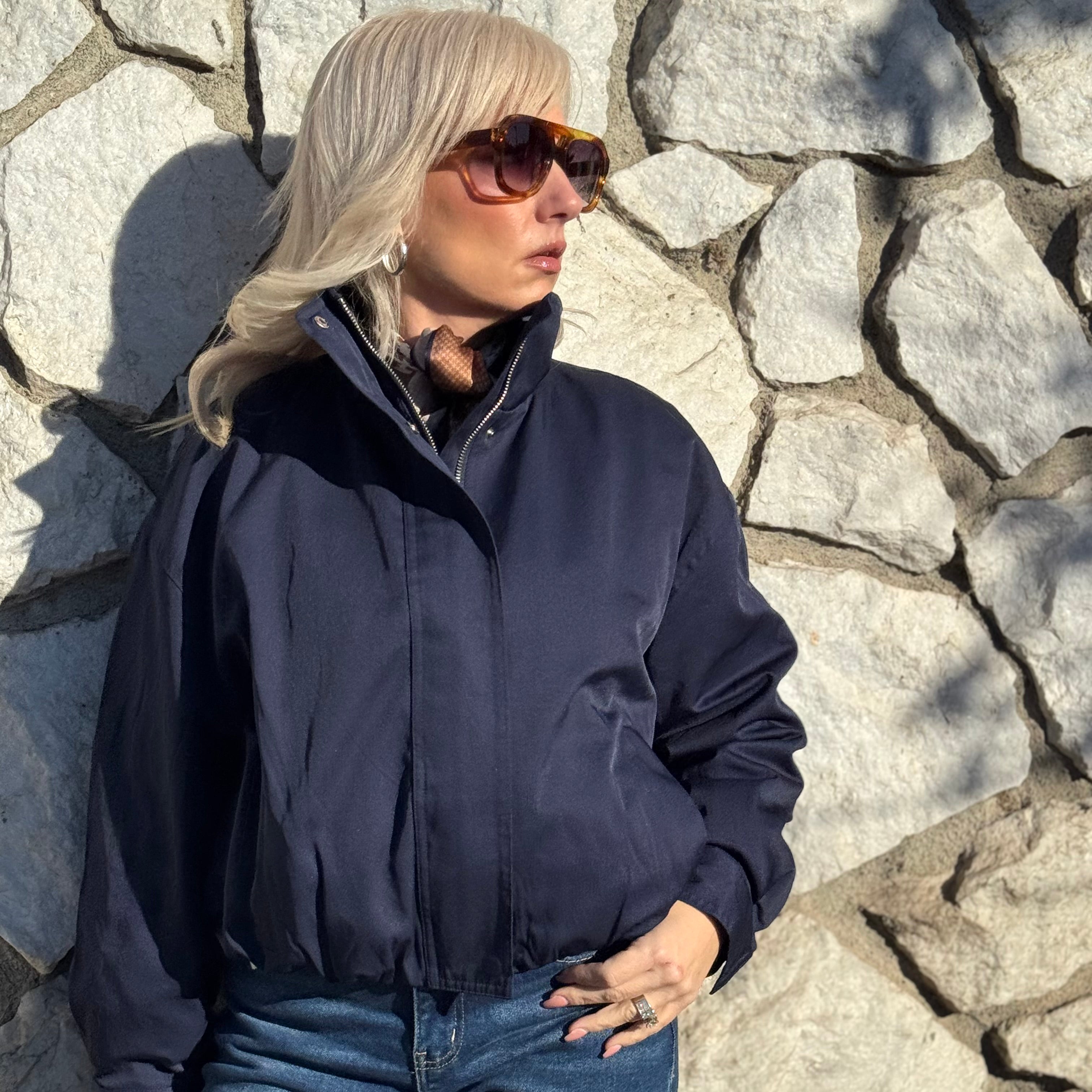 The North Shore  Cropped Trench Jacket Navy