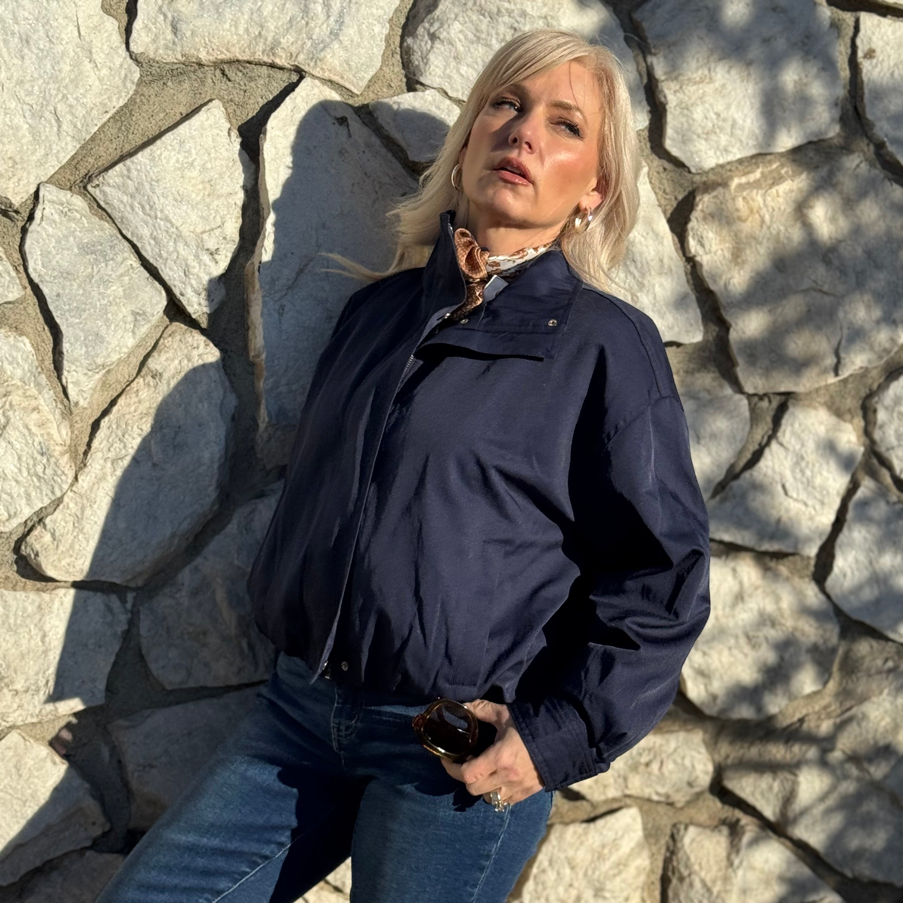 The North Shore  Cropped Trench Jacket Navy