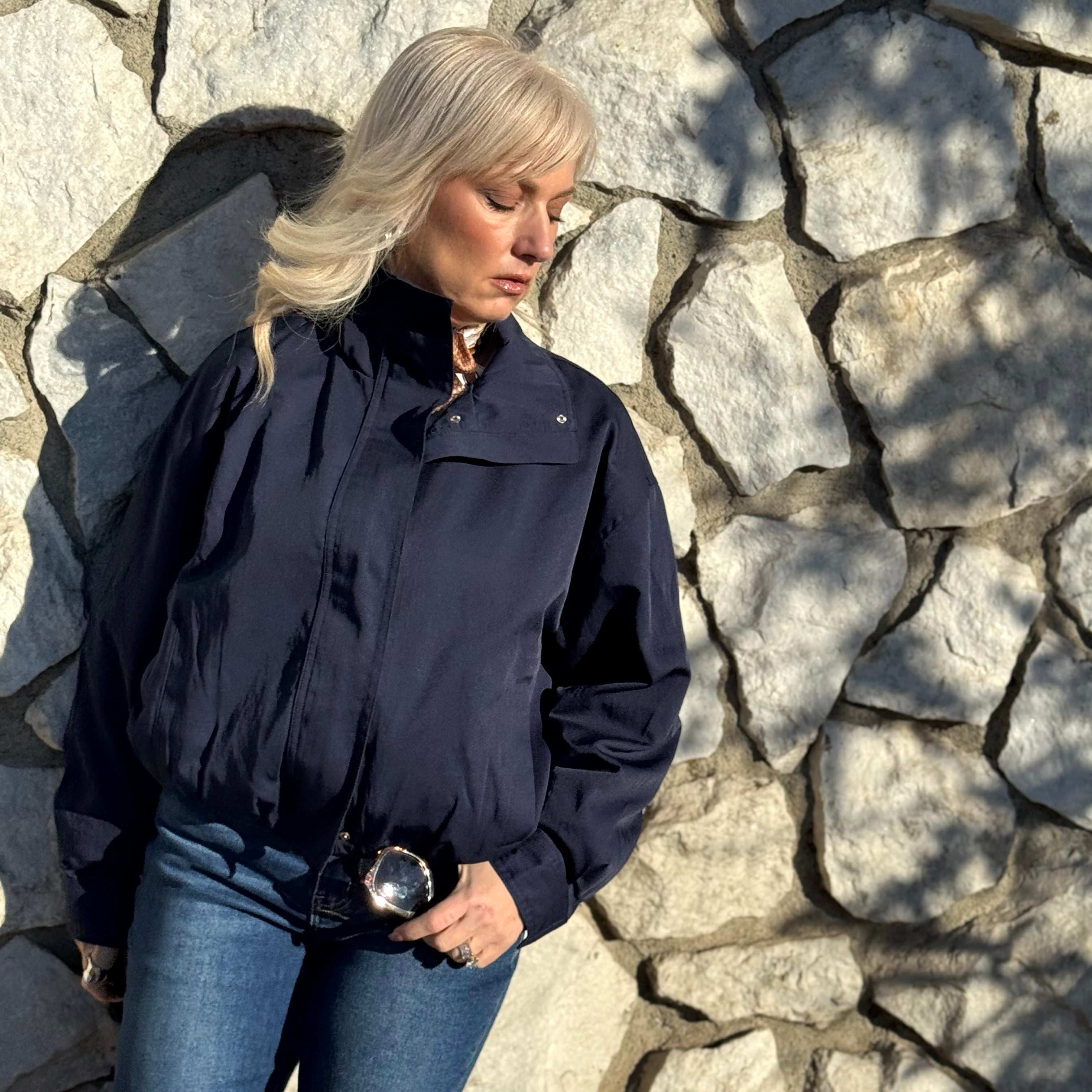 The North Shore  Cropped Trench Jacket Navy