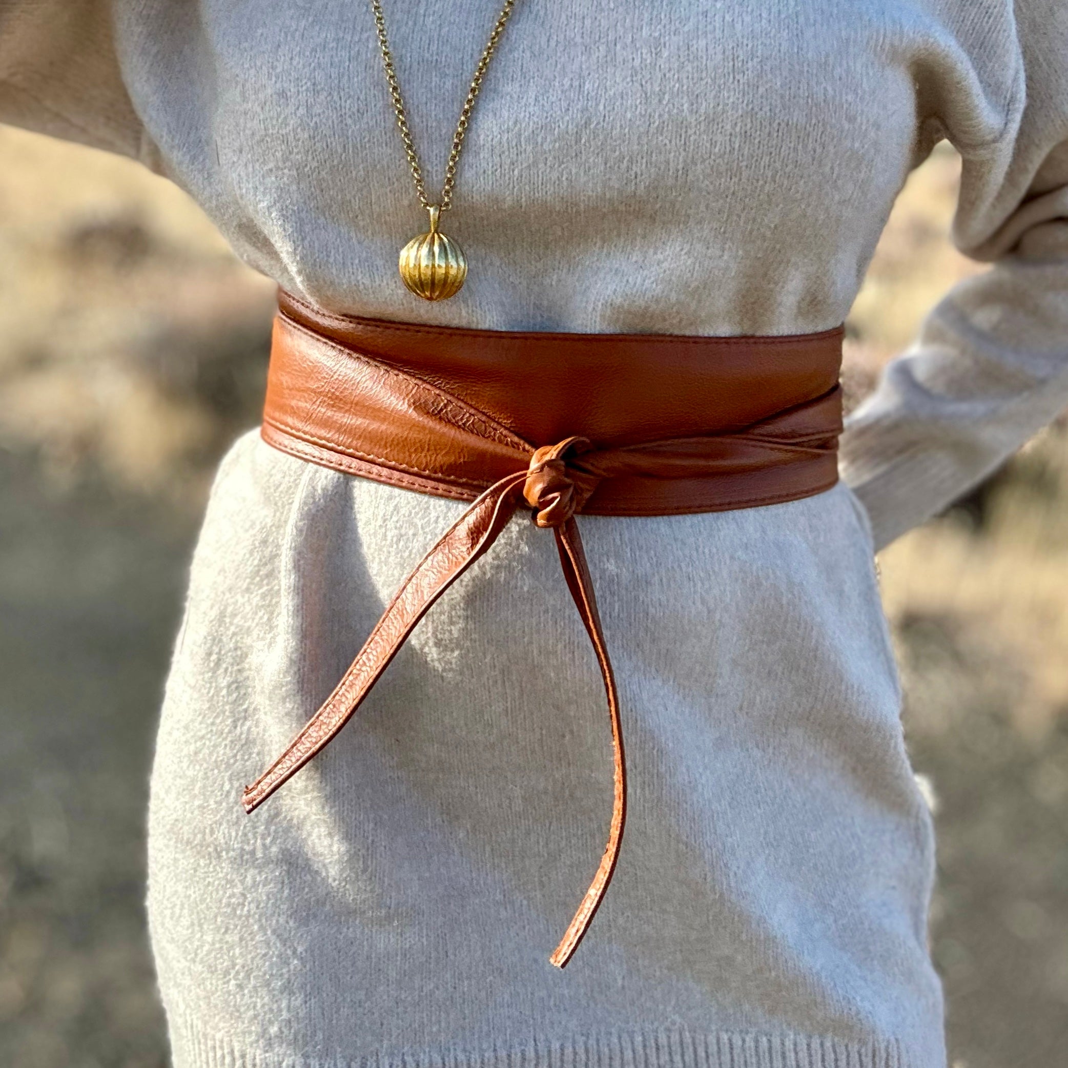 Leather Wrap Belt Cognac