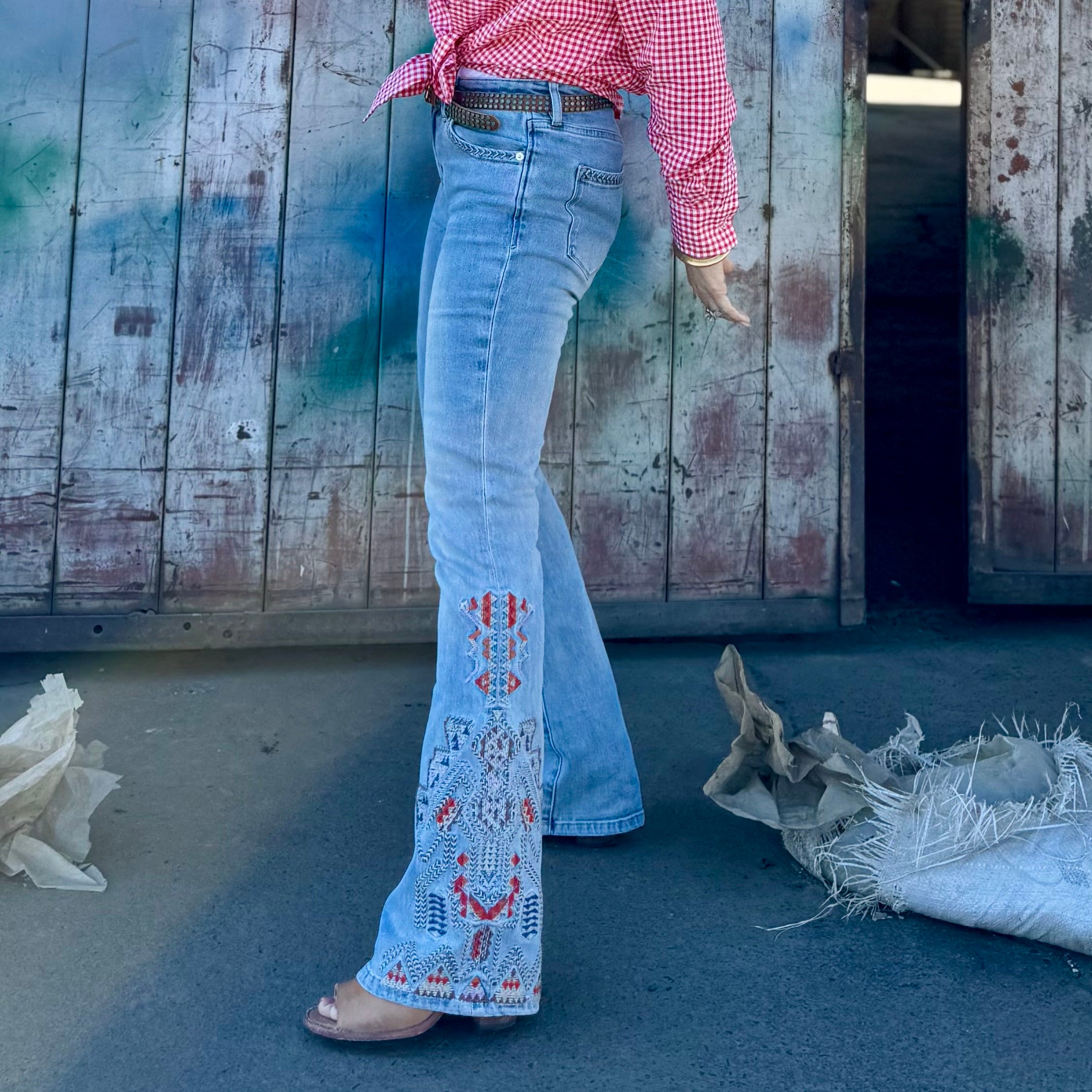 Sundance Trail Embroidered Flare Jeans