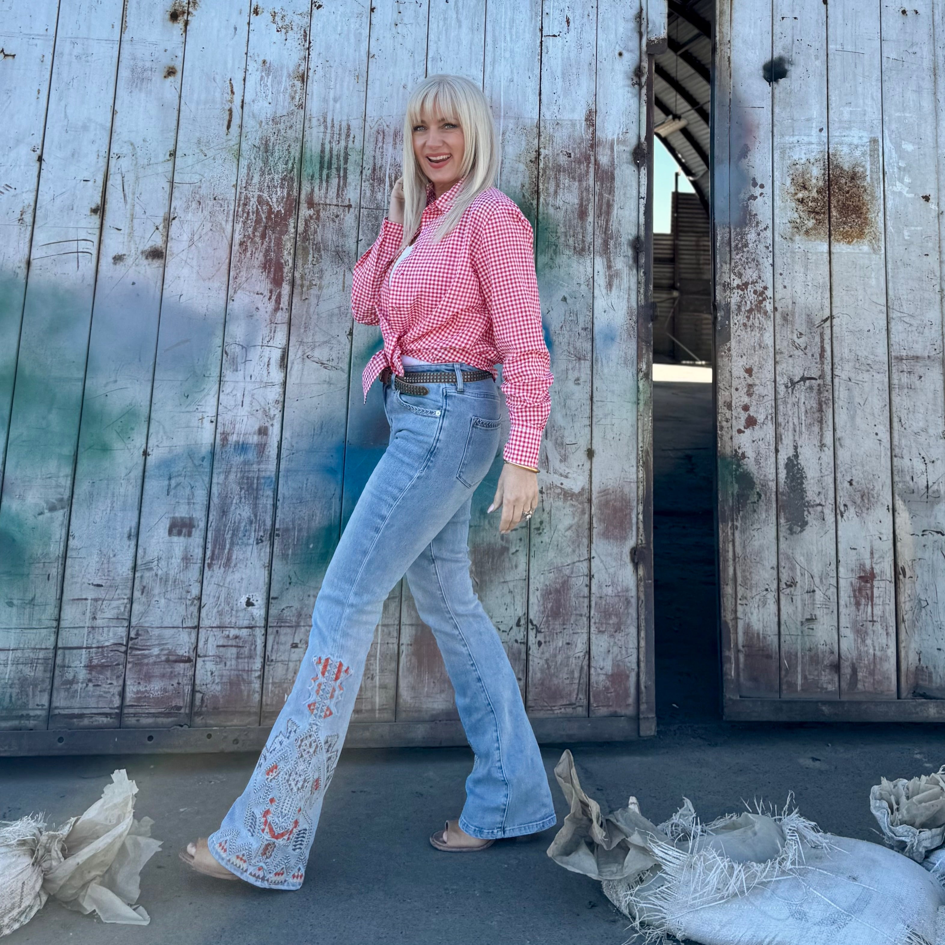 Sundance Trail Embroidered Flare Jeans