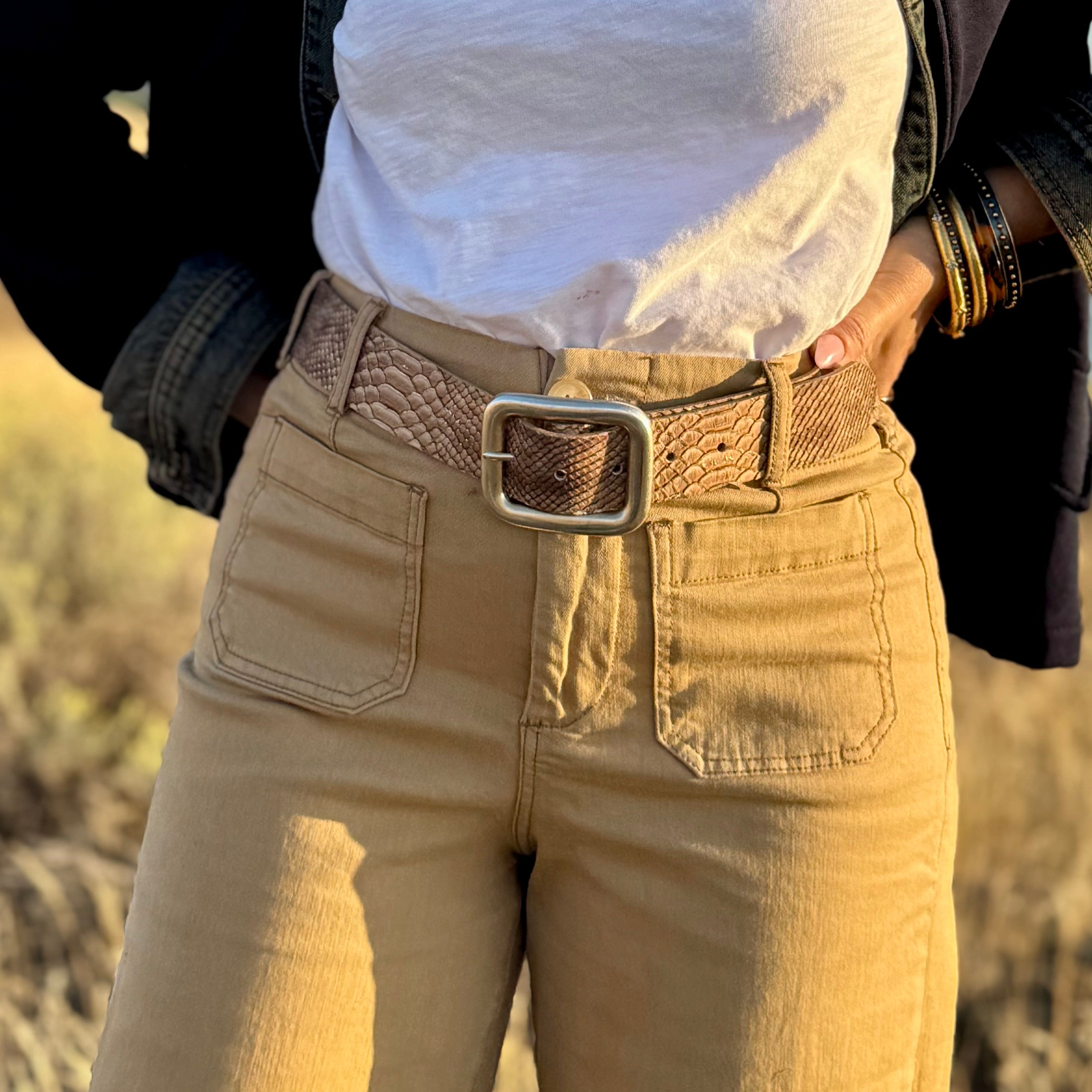 AUDREY WIDE LEG Cropped JEAN KHAKI