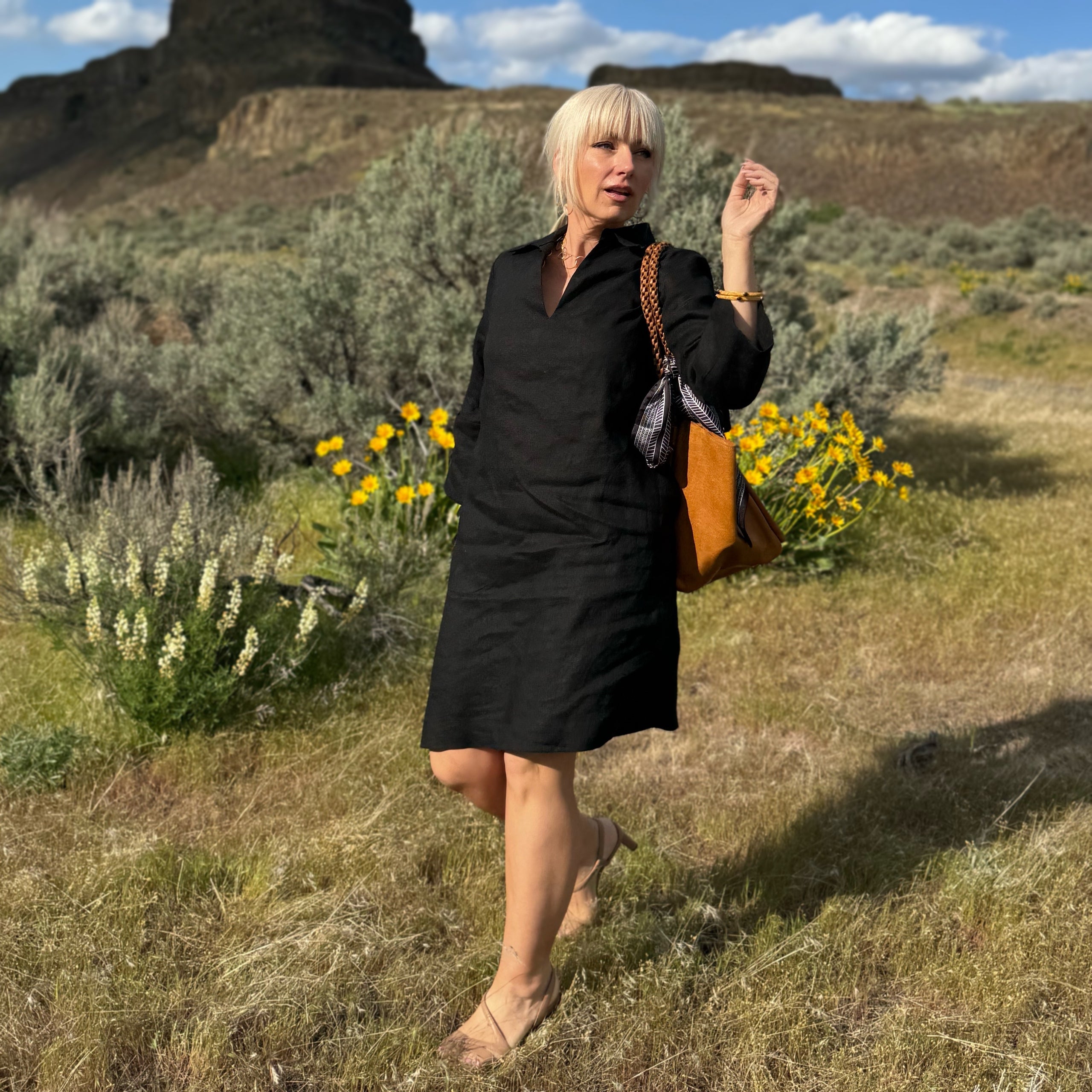 Bianca Linen Dress Black