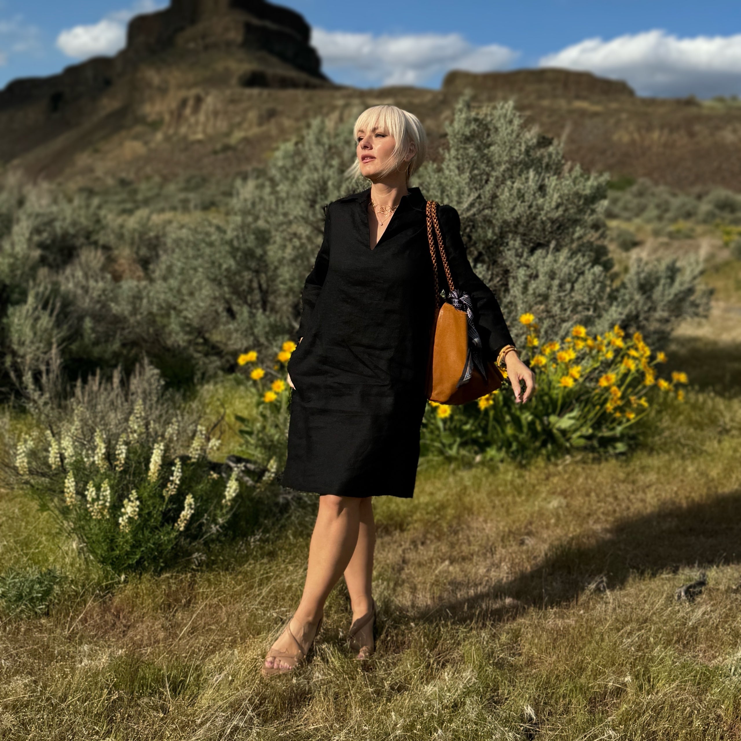 Bianca Linen Dress Black