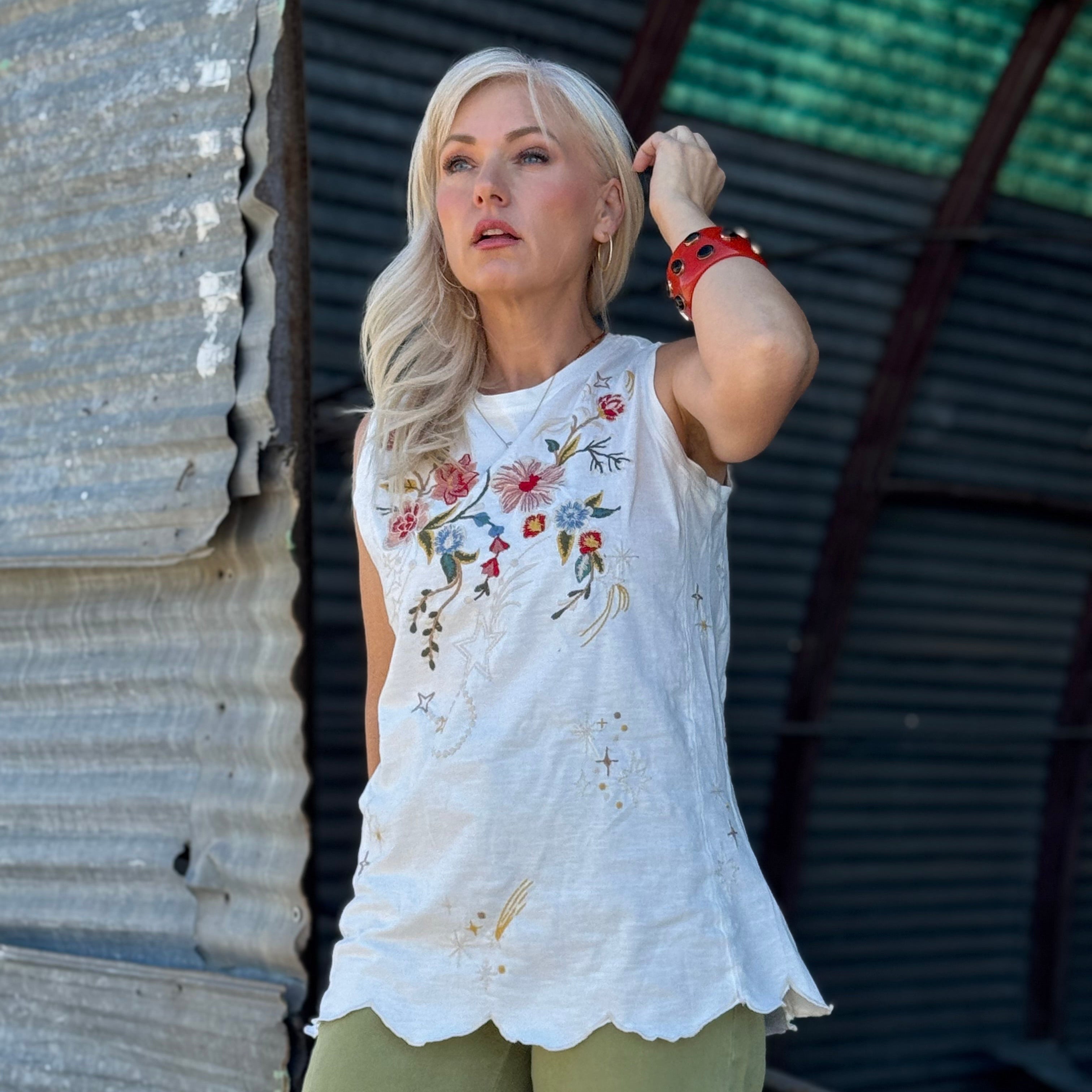 Wildflower Whisper Embroidered Tank