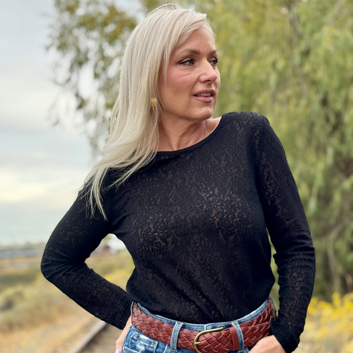 Whisper Lace Layering Top Black