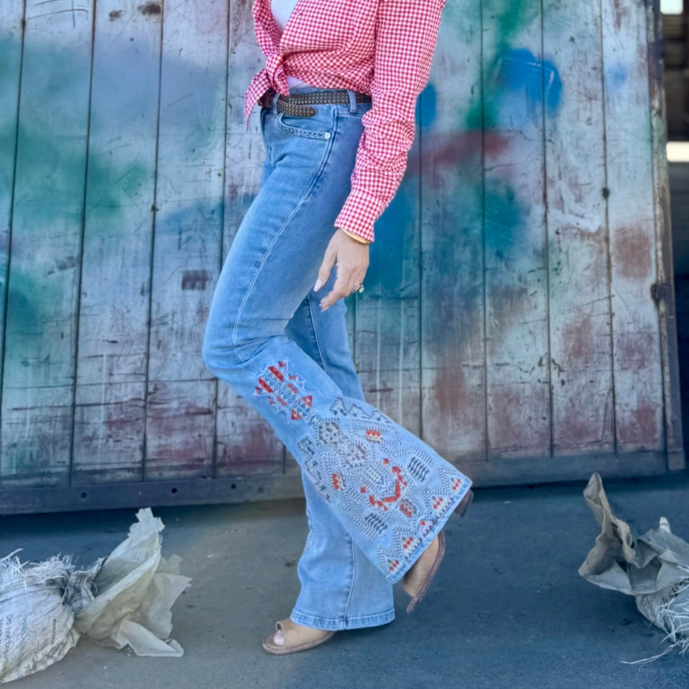 Sundance Trail Embroidered Flare Jeans