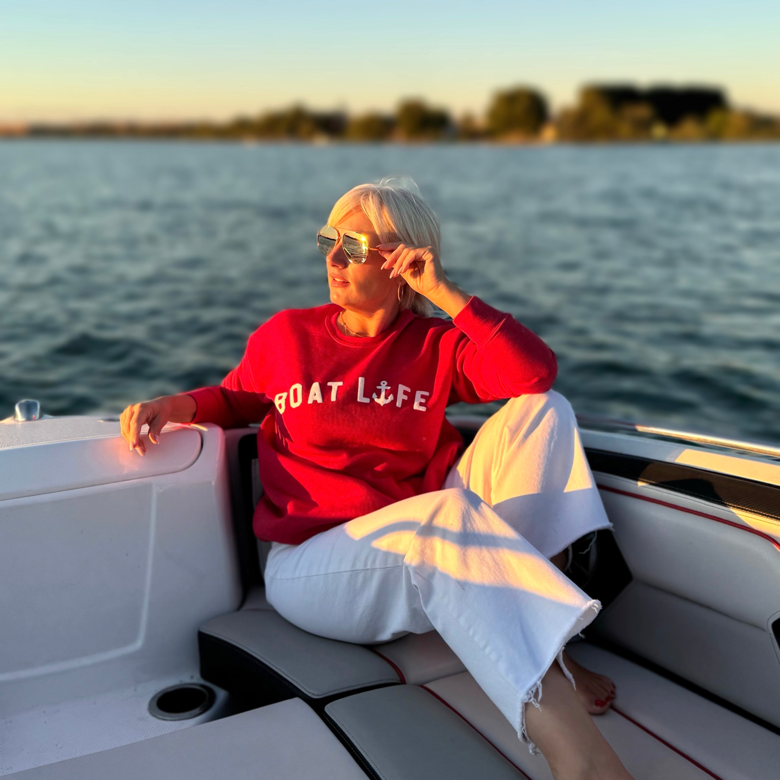 Boat Life Sweatshirt Red