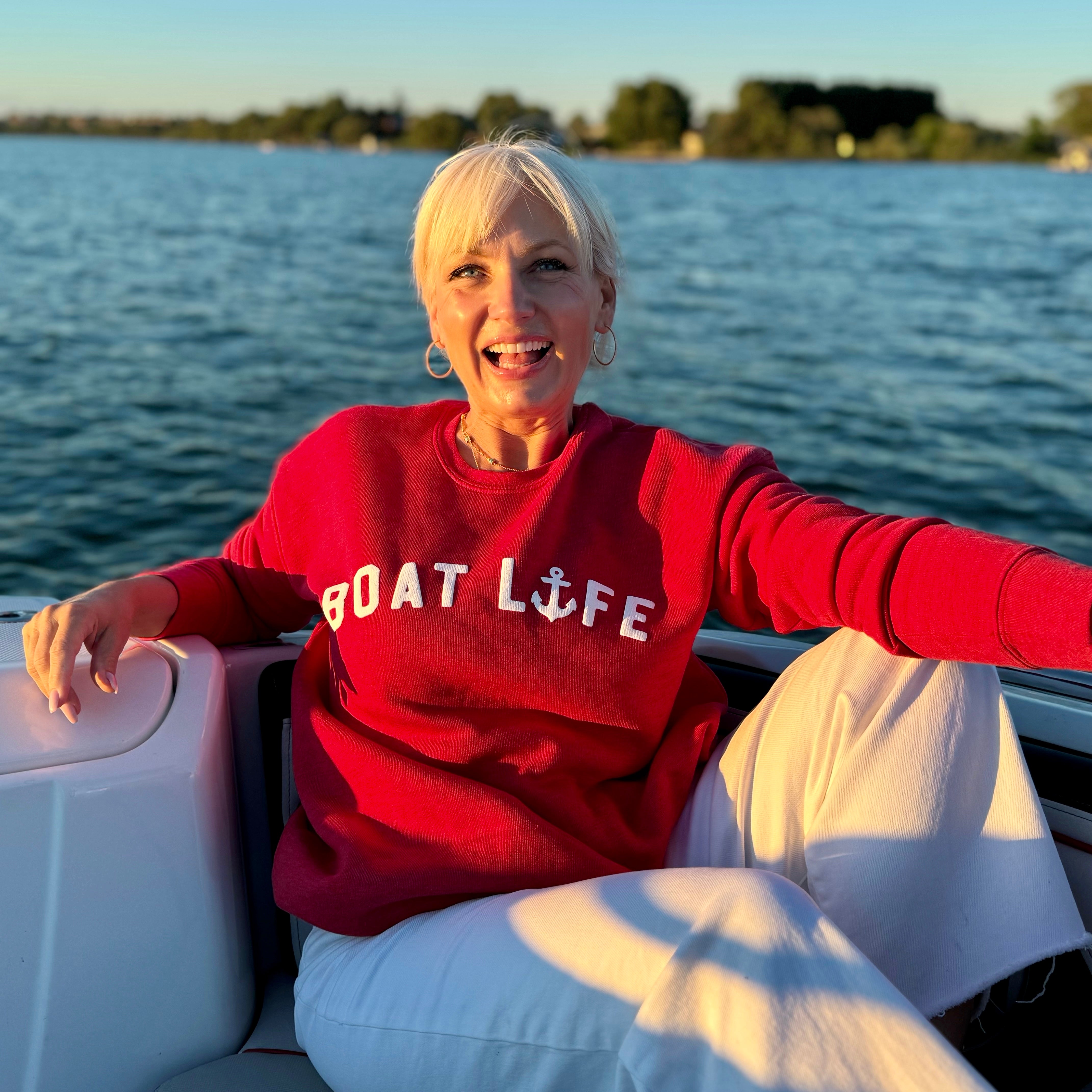 Boat Life Sweatshirt Red