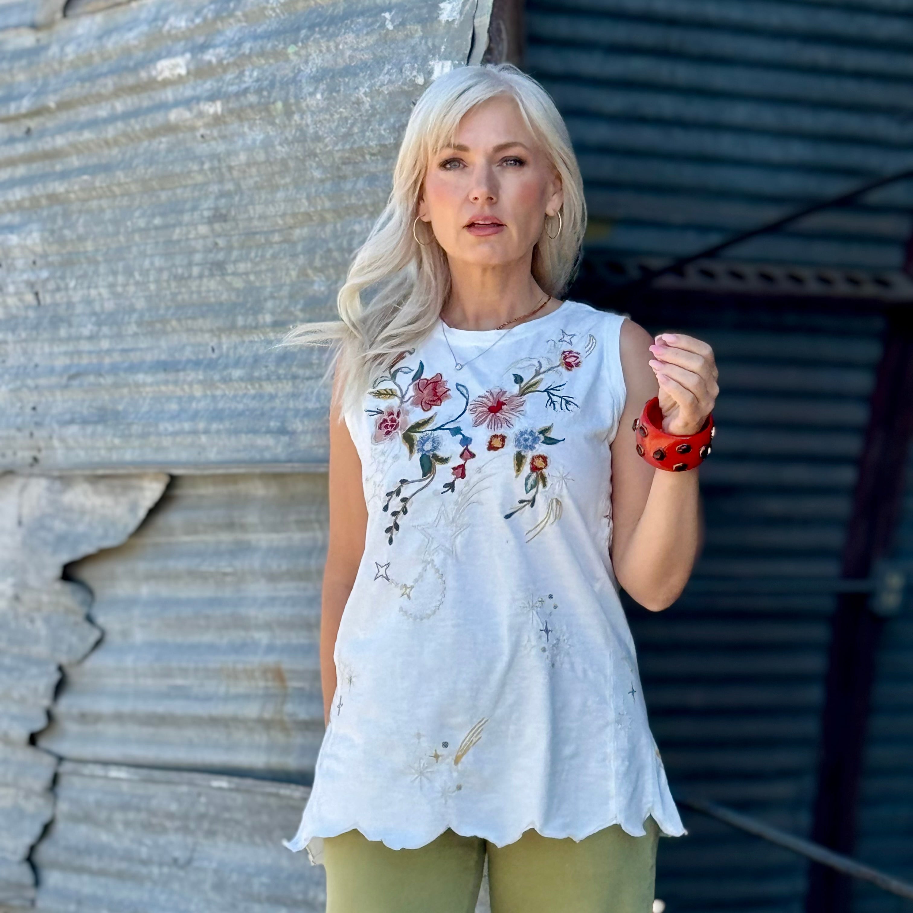 Wildflower Whisper Embroidered Tank