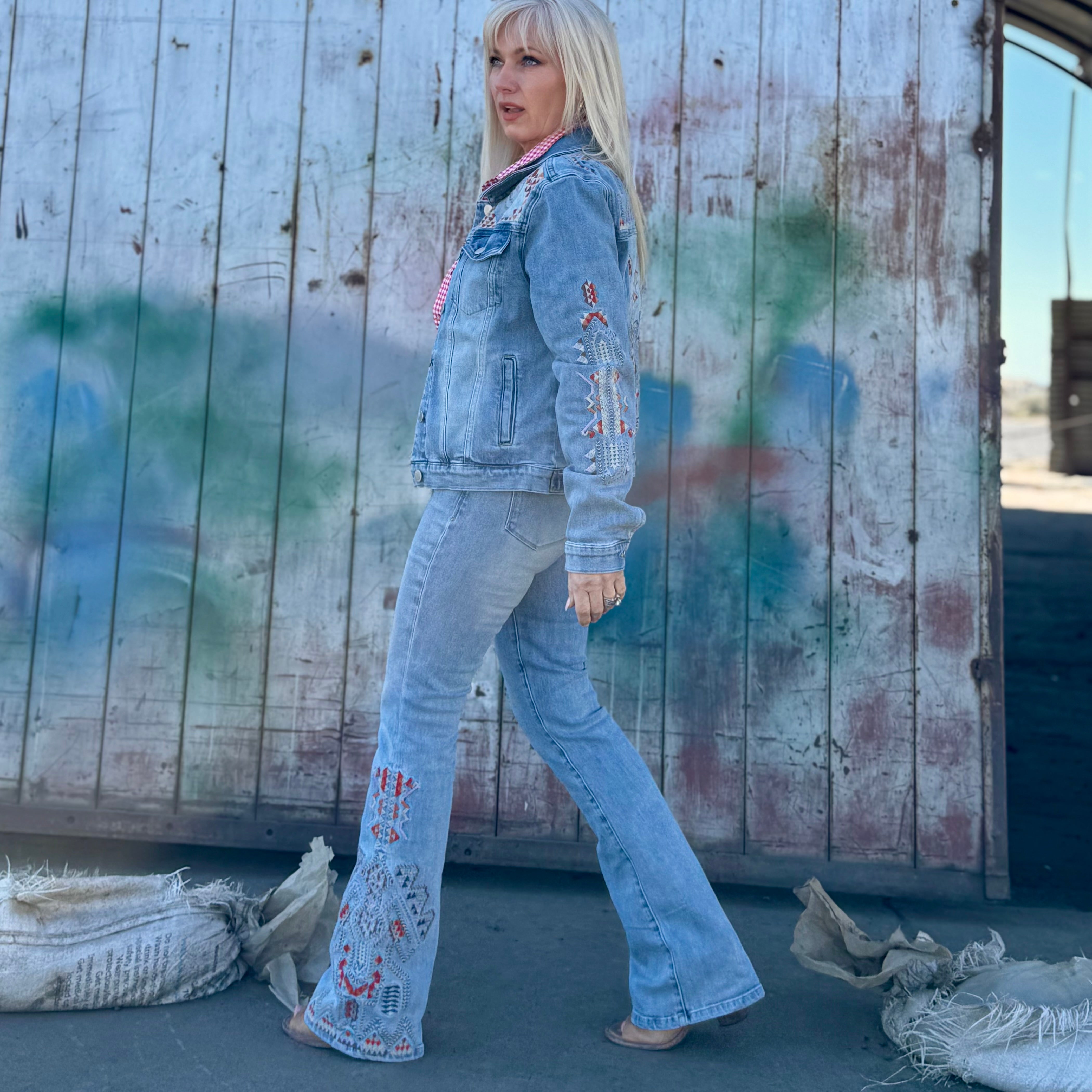 Sundance Trail Embroidered Flare Jeans