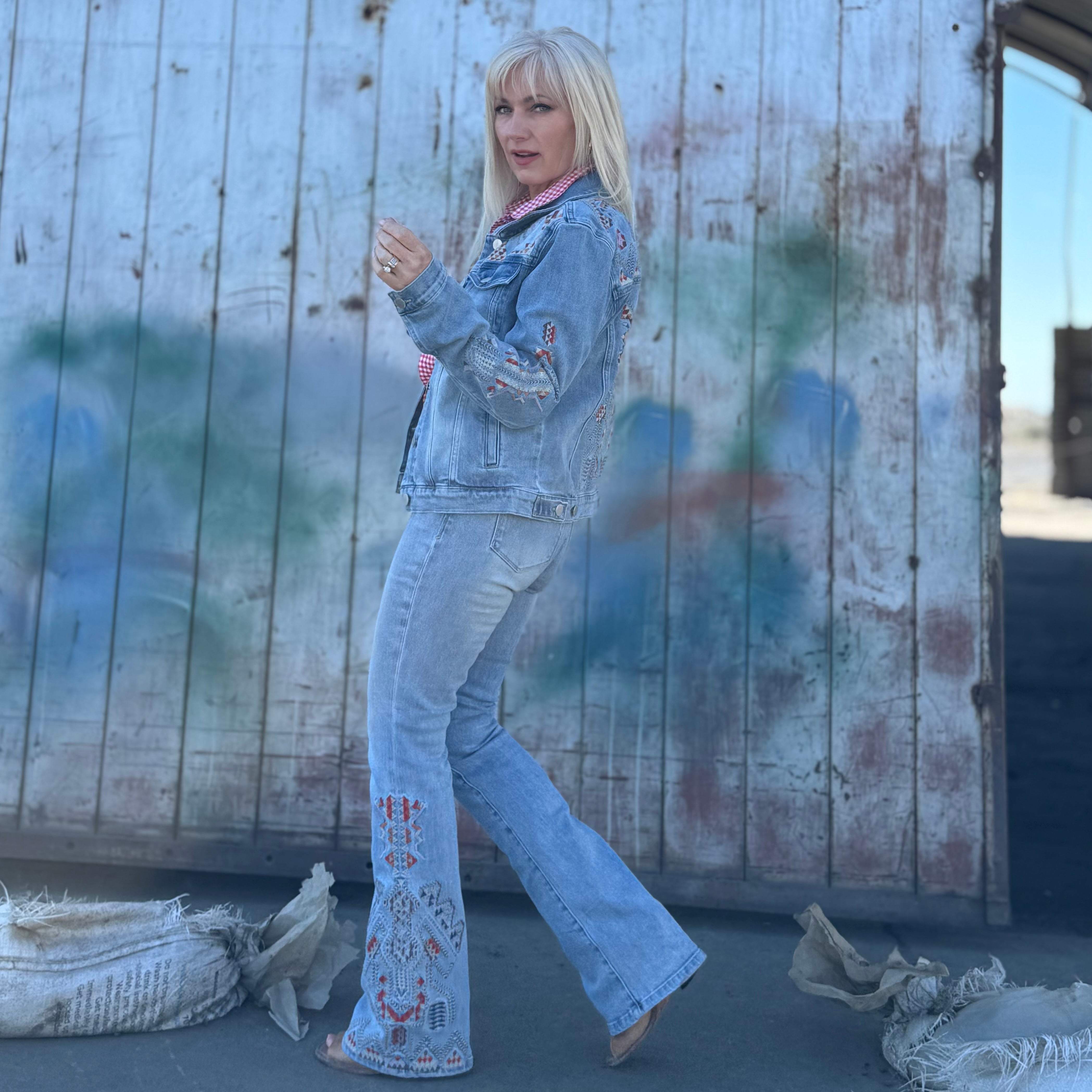 Sundance Trail Embroidered Flare Jeans