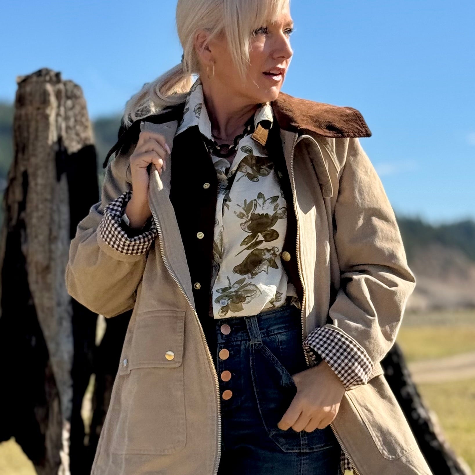 Heritage Check Barn Coat Khaki