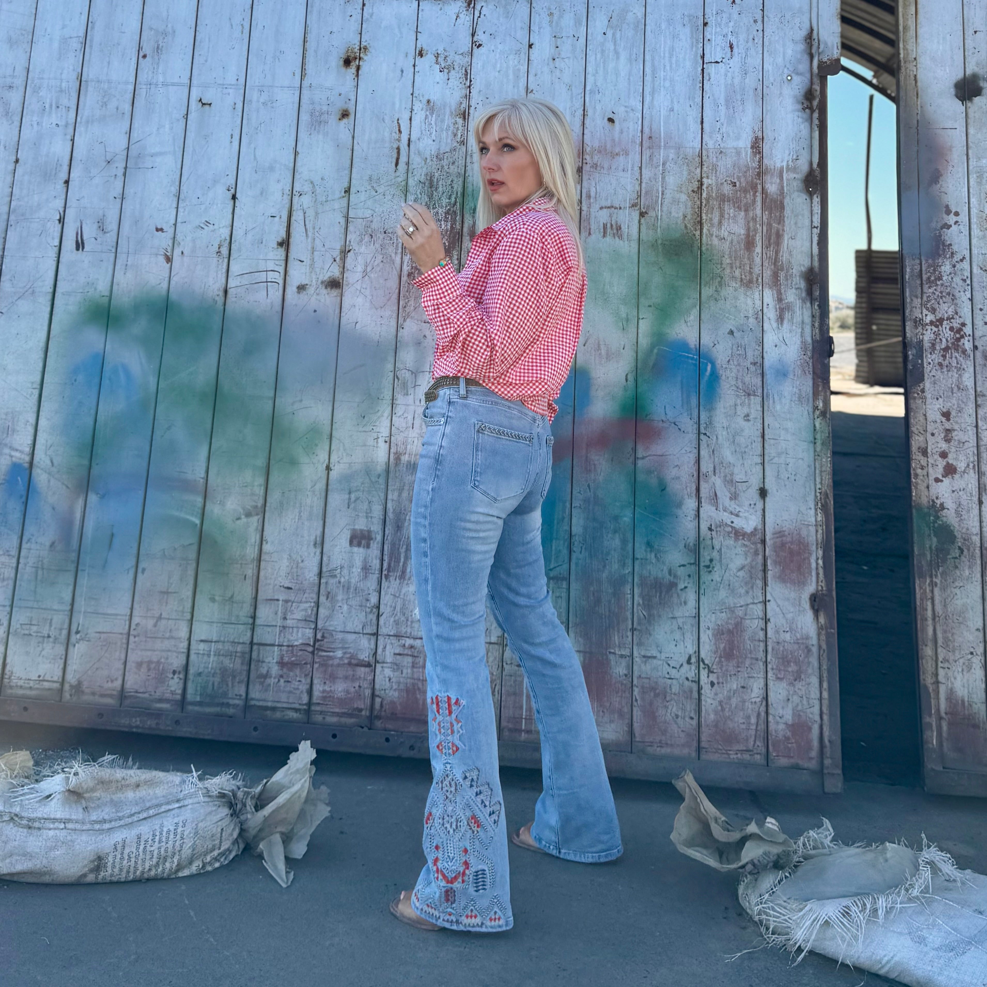 Sundance Trail Embroidered Flare Jeans
