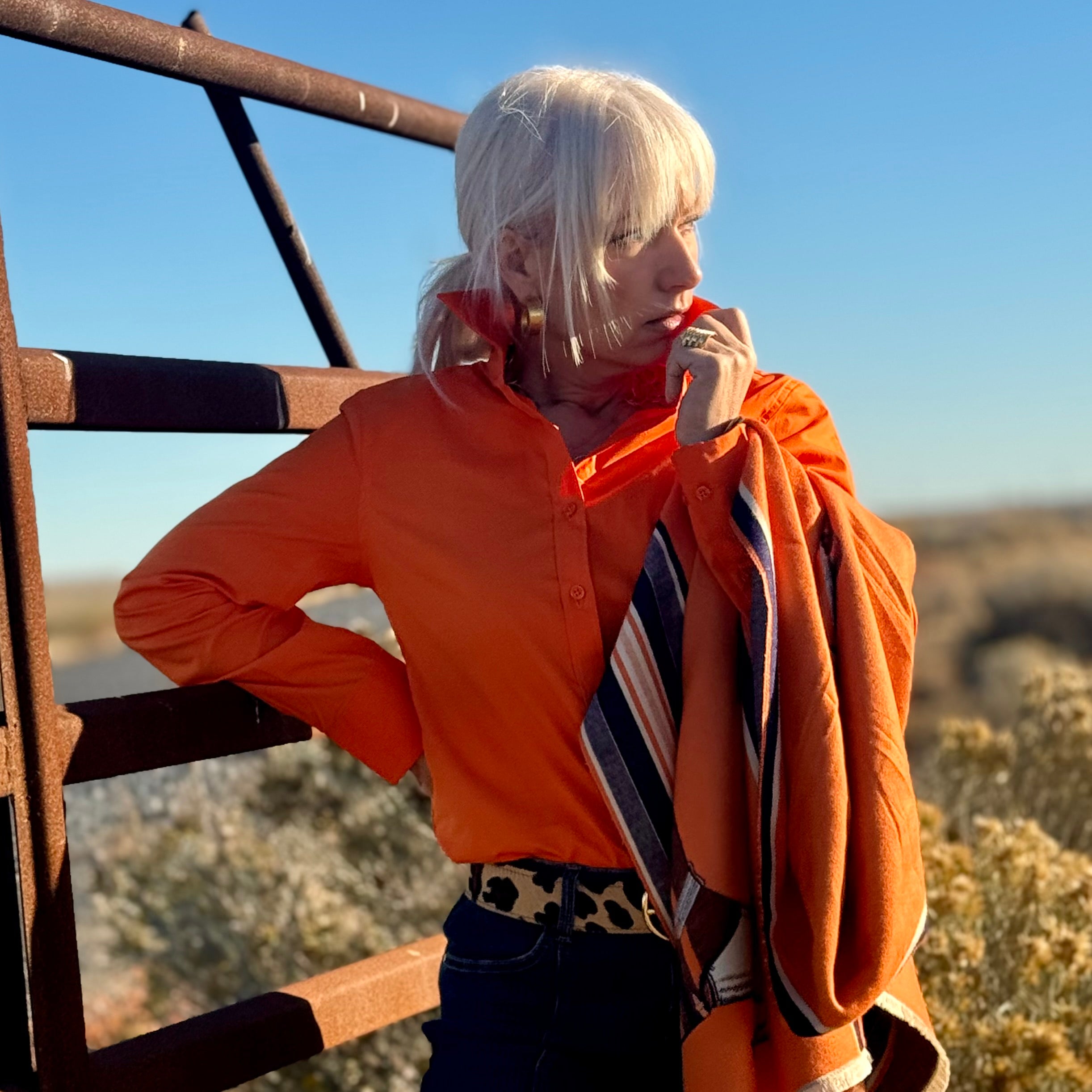 Desert Traveler Wrinkle Resistant Shirt Tangerine