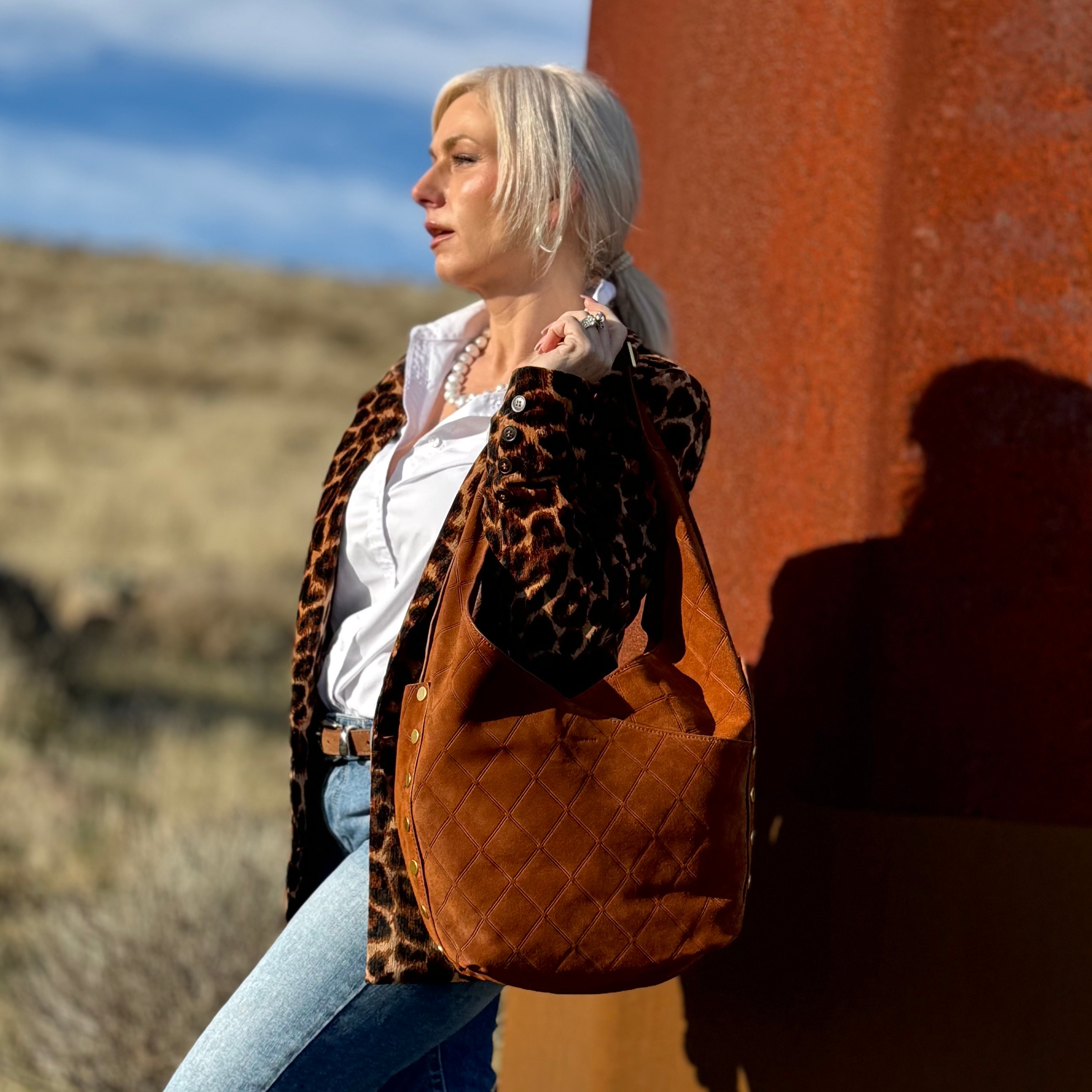 Hammitt Tom Large Chocolate Diamond Suede/Antique Gold