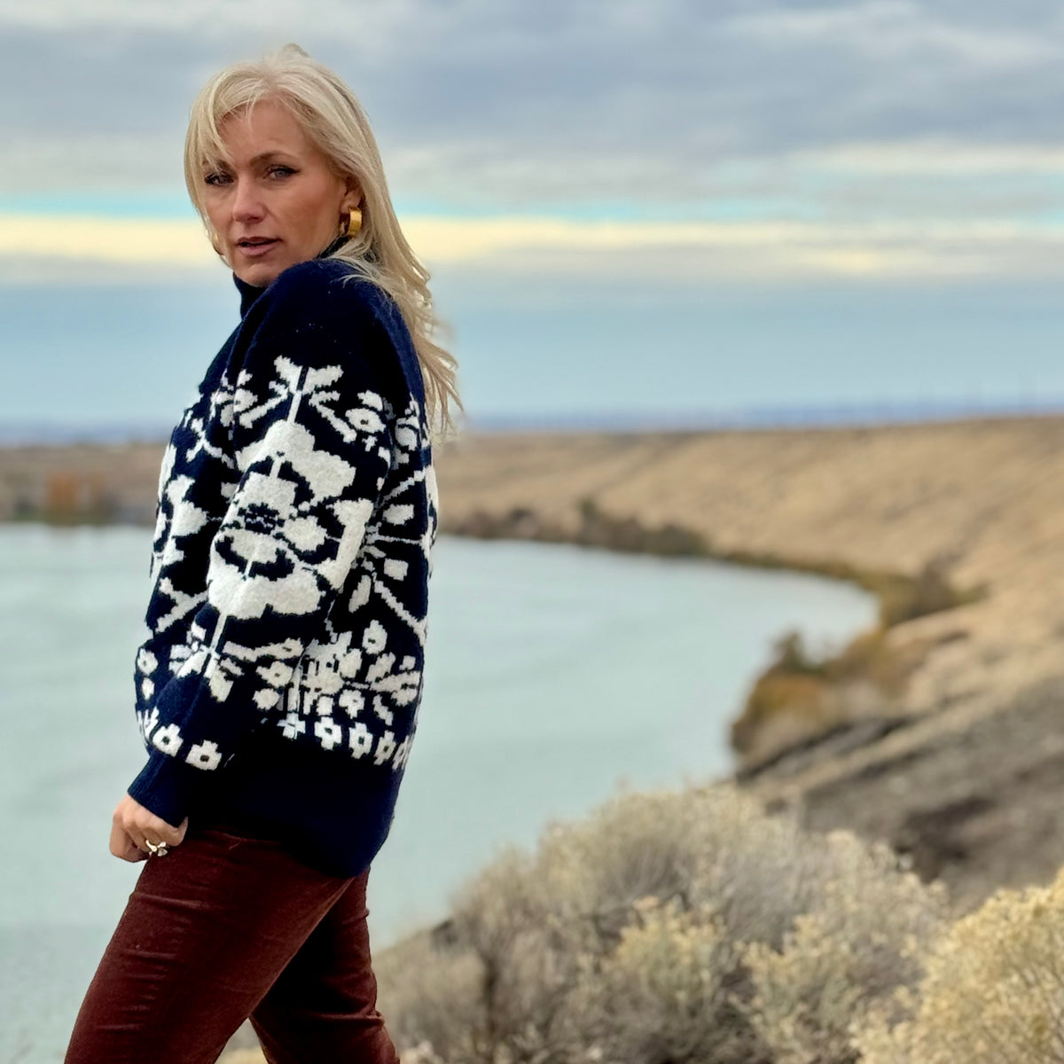 Jacquard Turtleneck Sweater