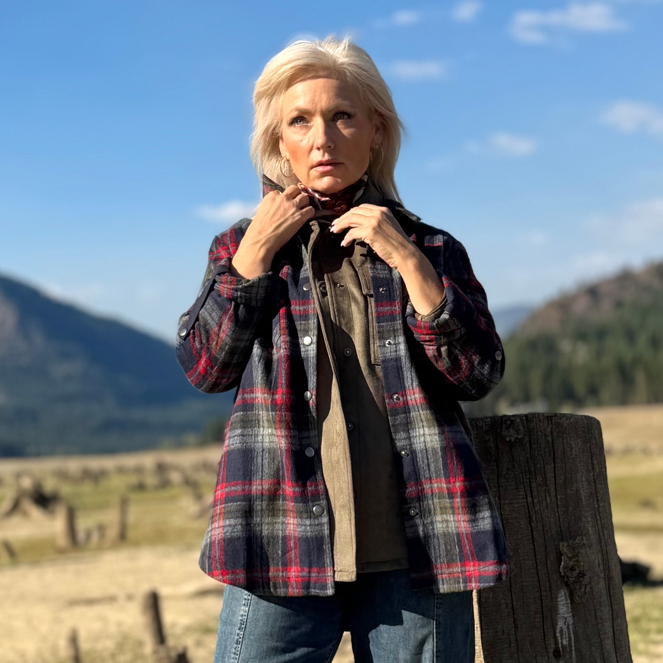 Heritage Plaid Flannel Shacket Blue