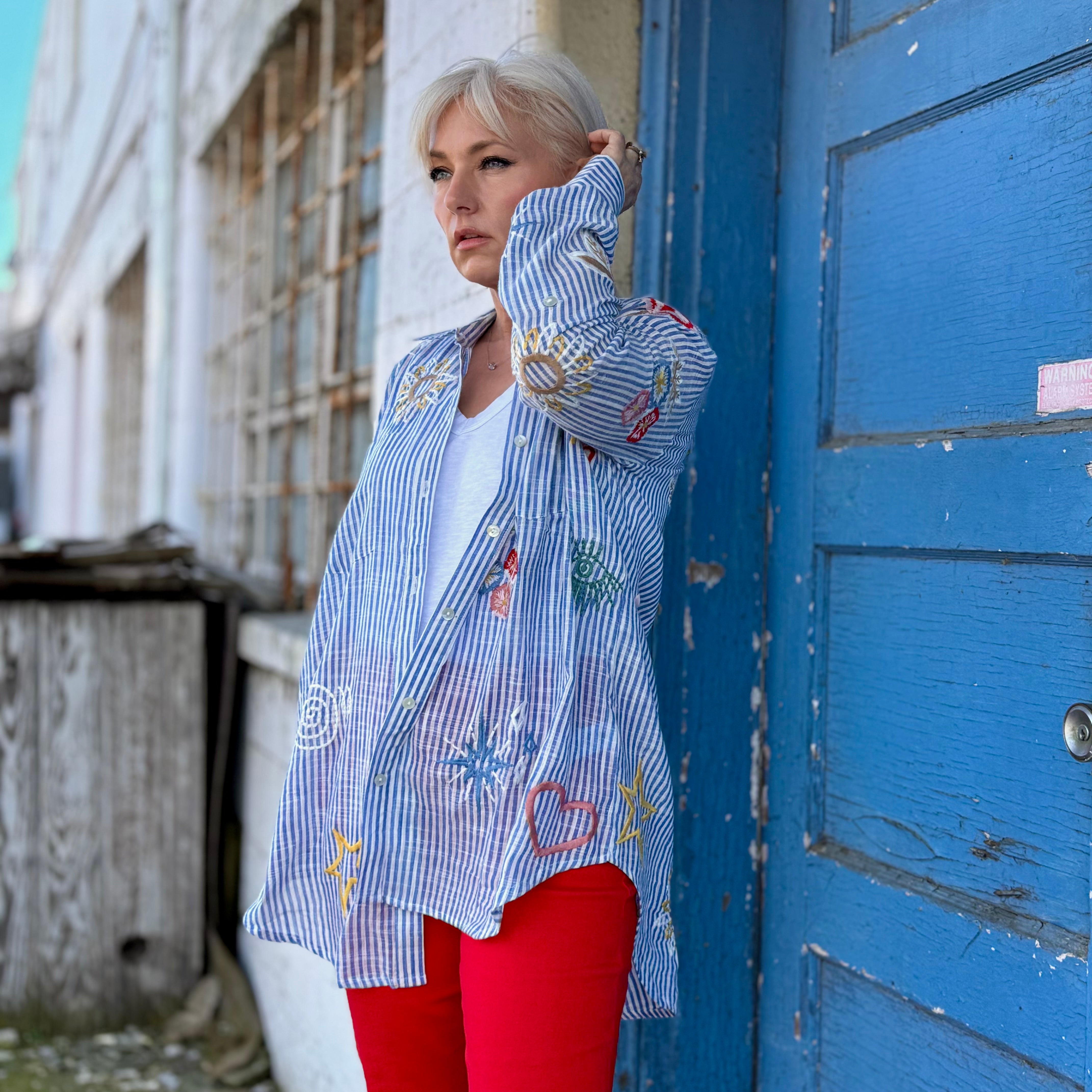 Stargazer Embroidered Linen Shirt