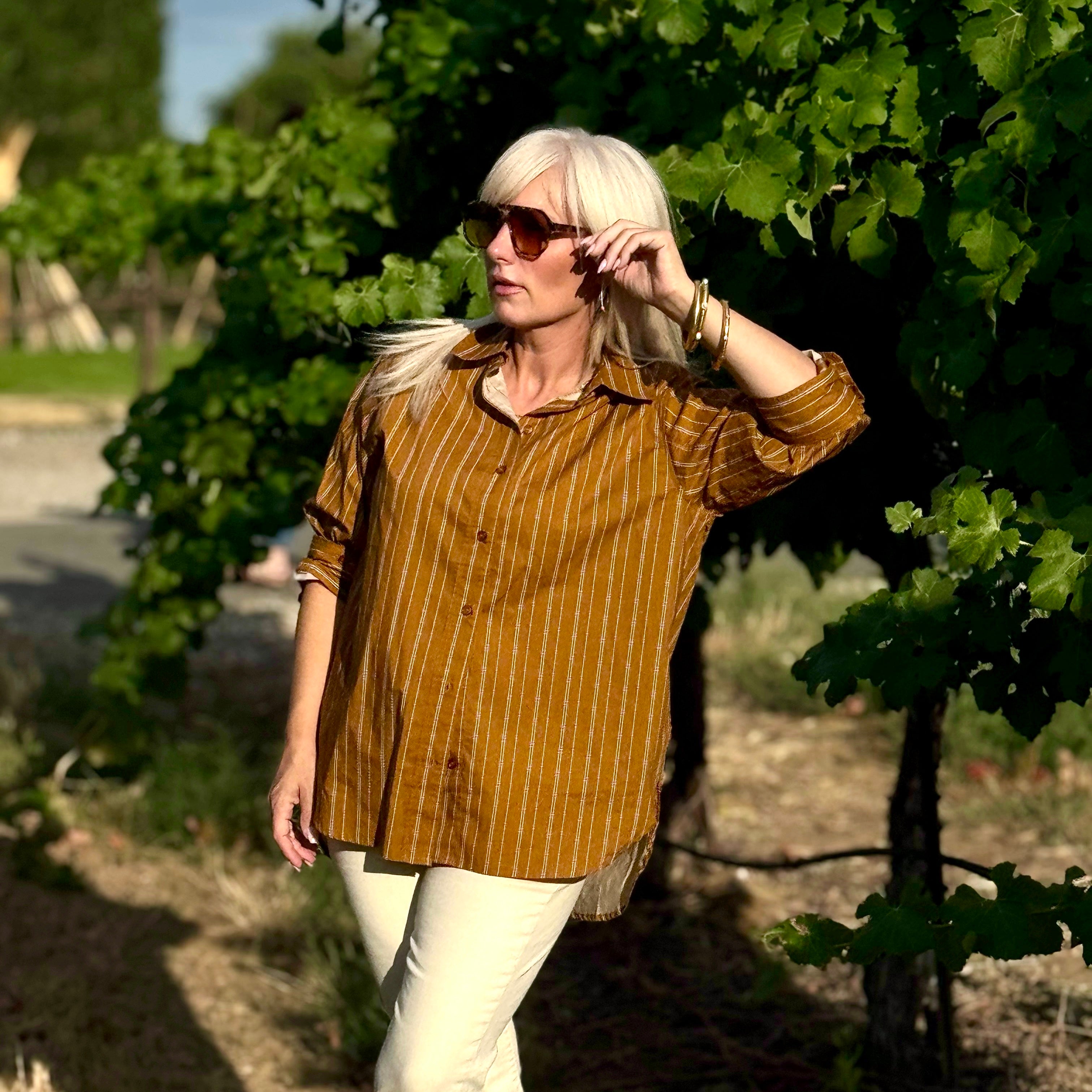 Golden Hour Stripe Button Up