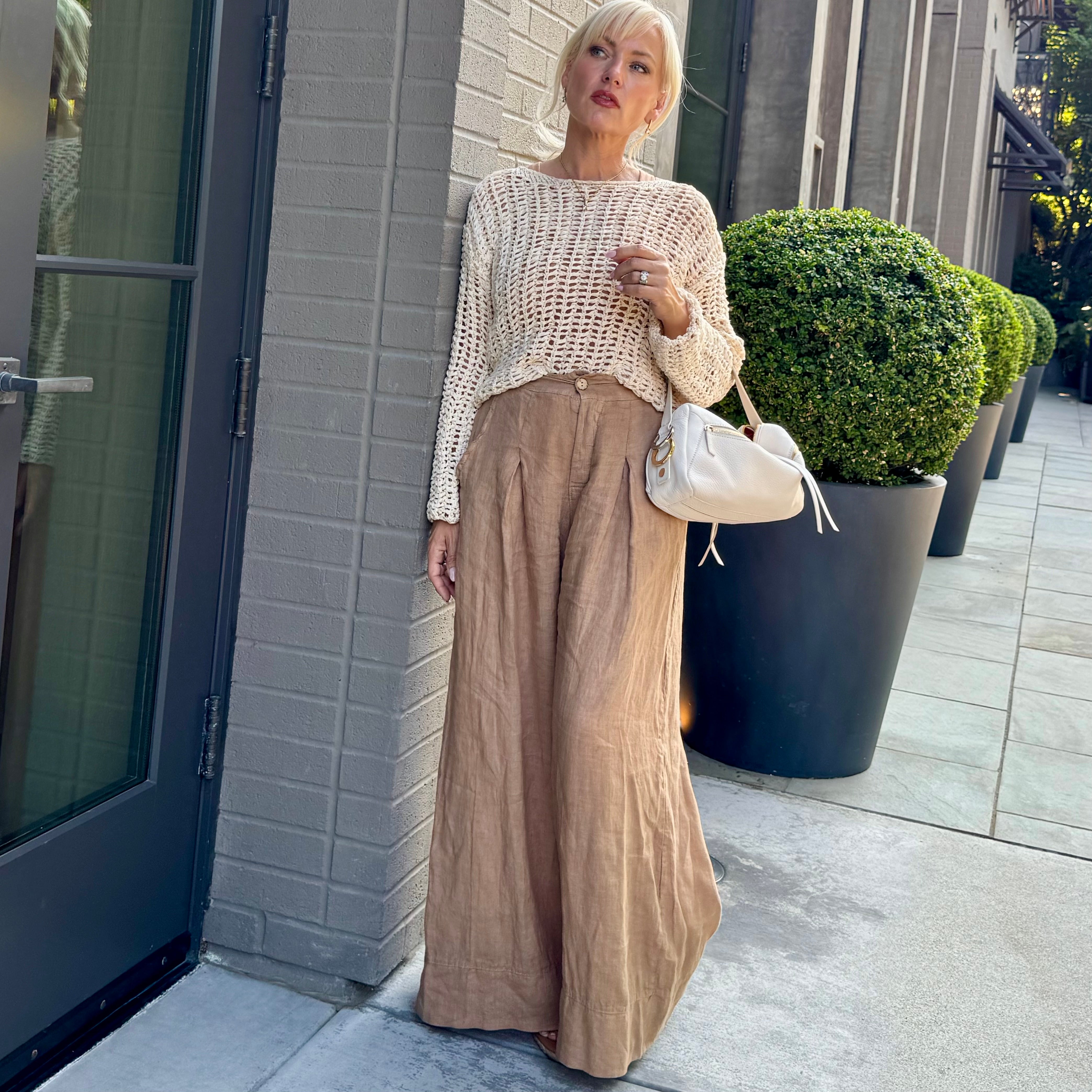 Emerson Wide Linen Pant Camel