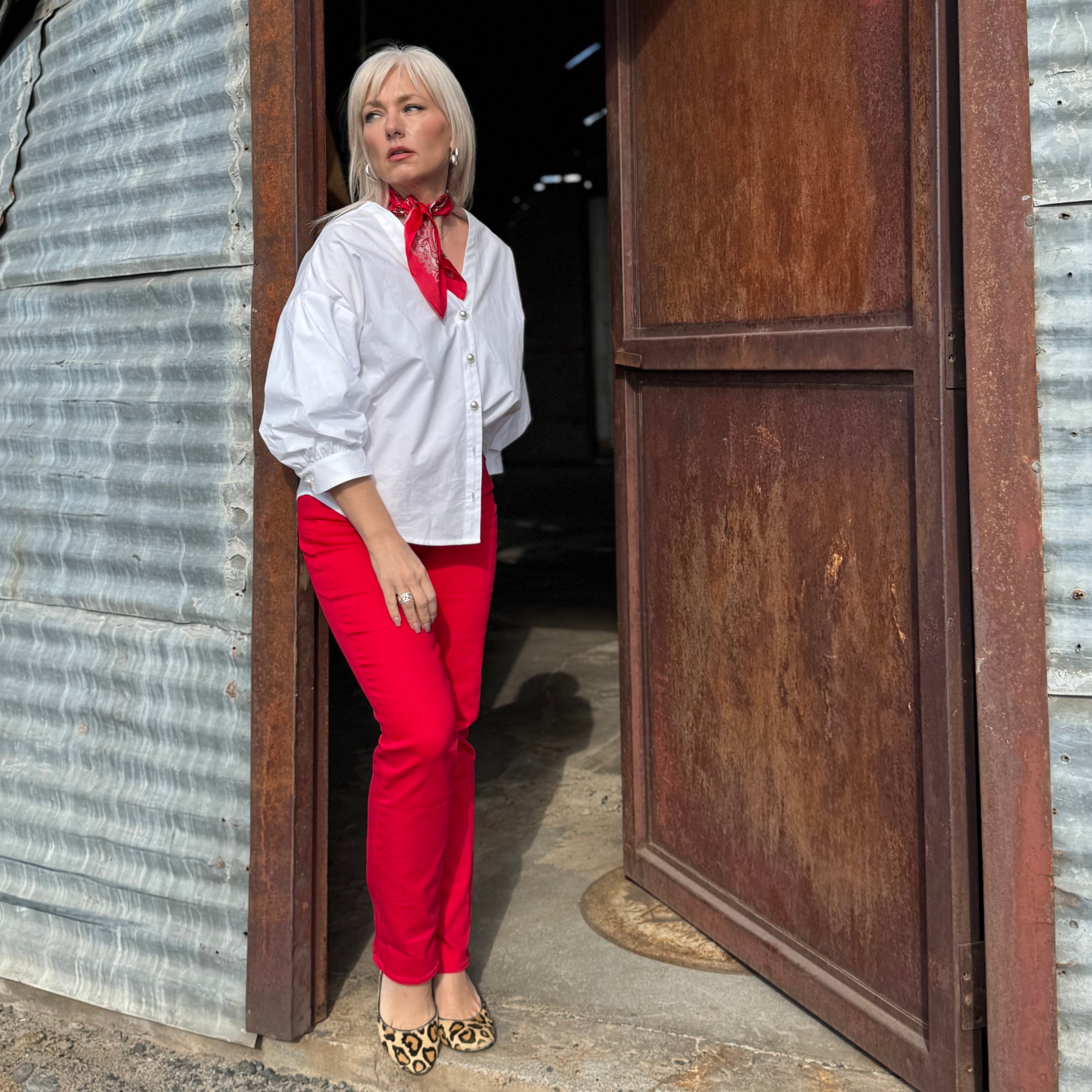 Dear John Anika Straight Jean Salsa Red