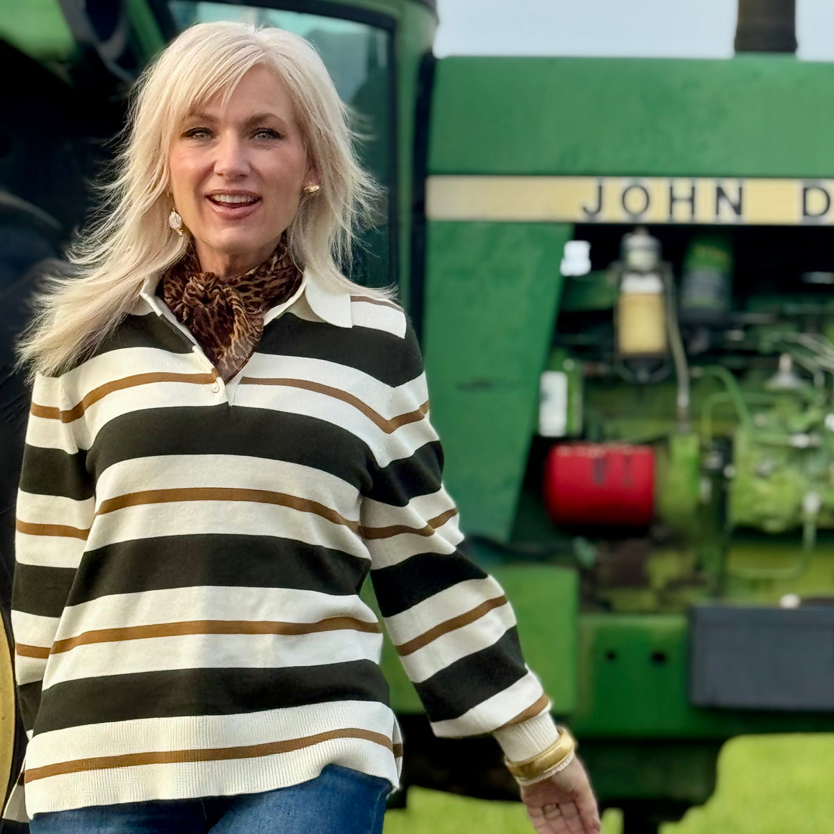 Game Day Collared Stripe Sweater