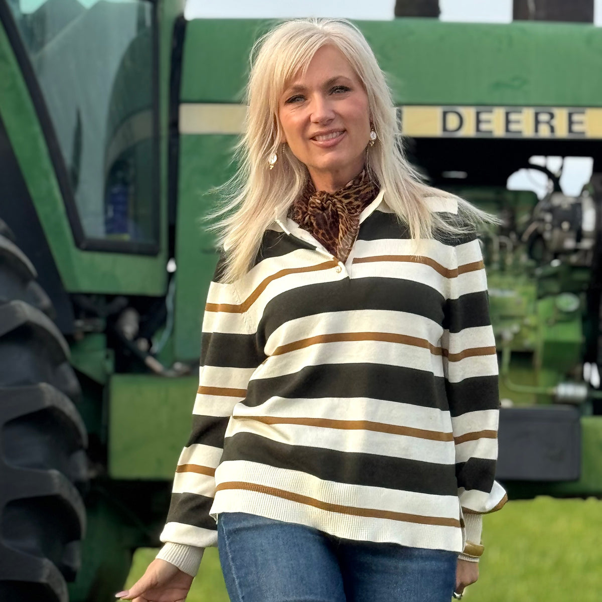 Game Day Collared Stripe Sweater