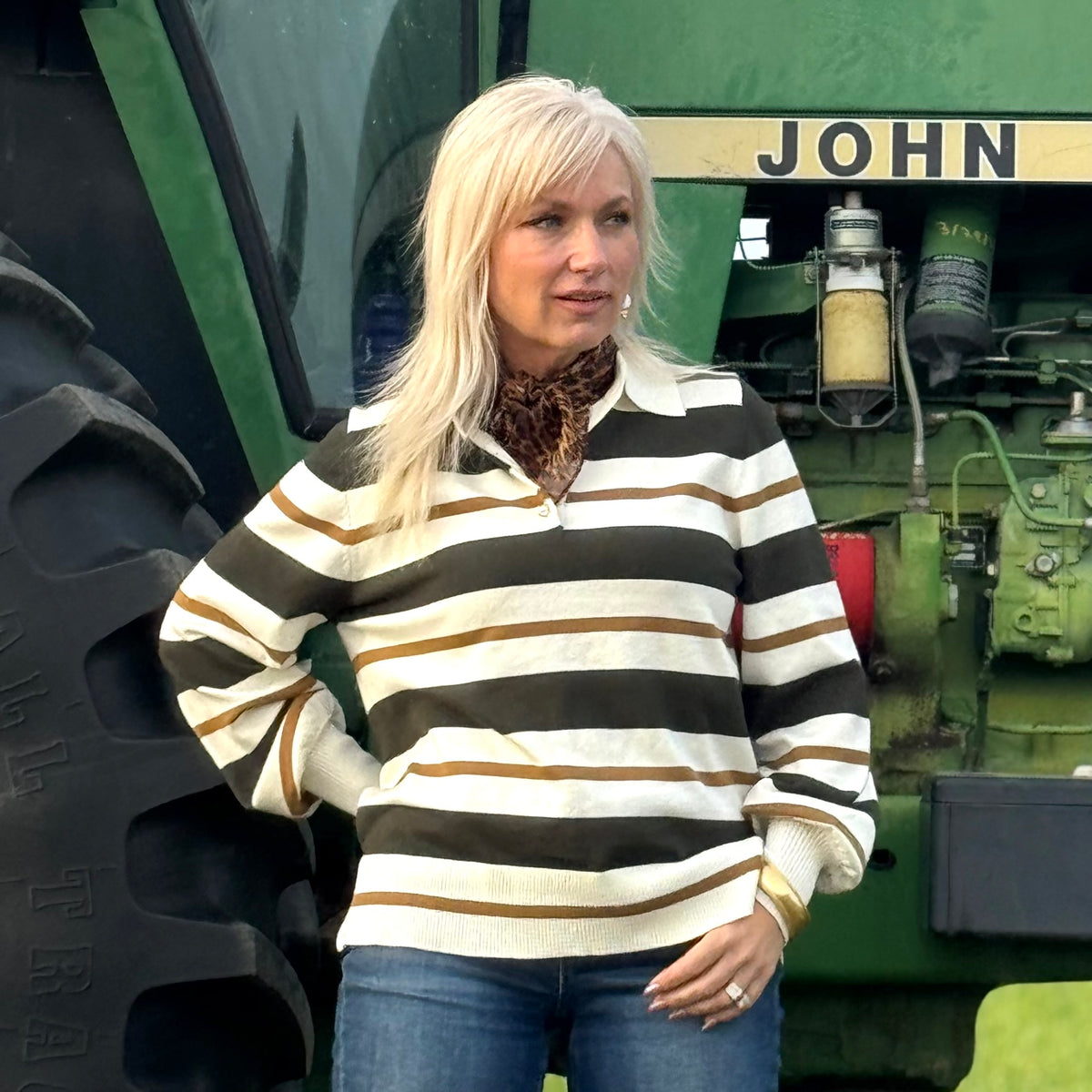 Game Day Collared Stripe Sweater