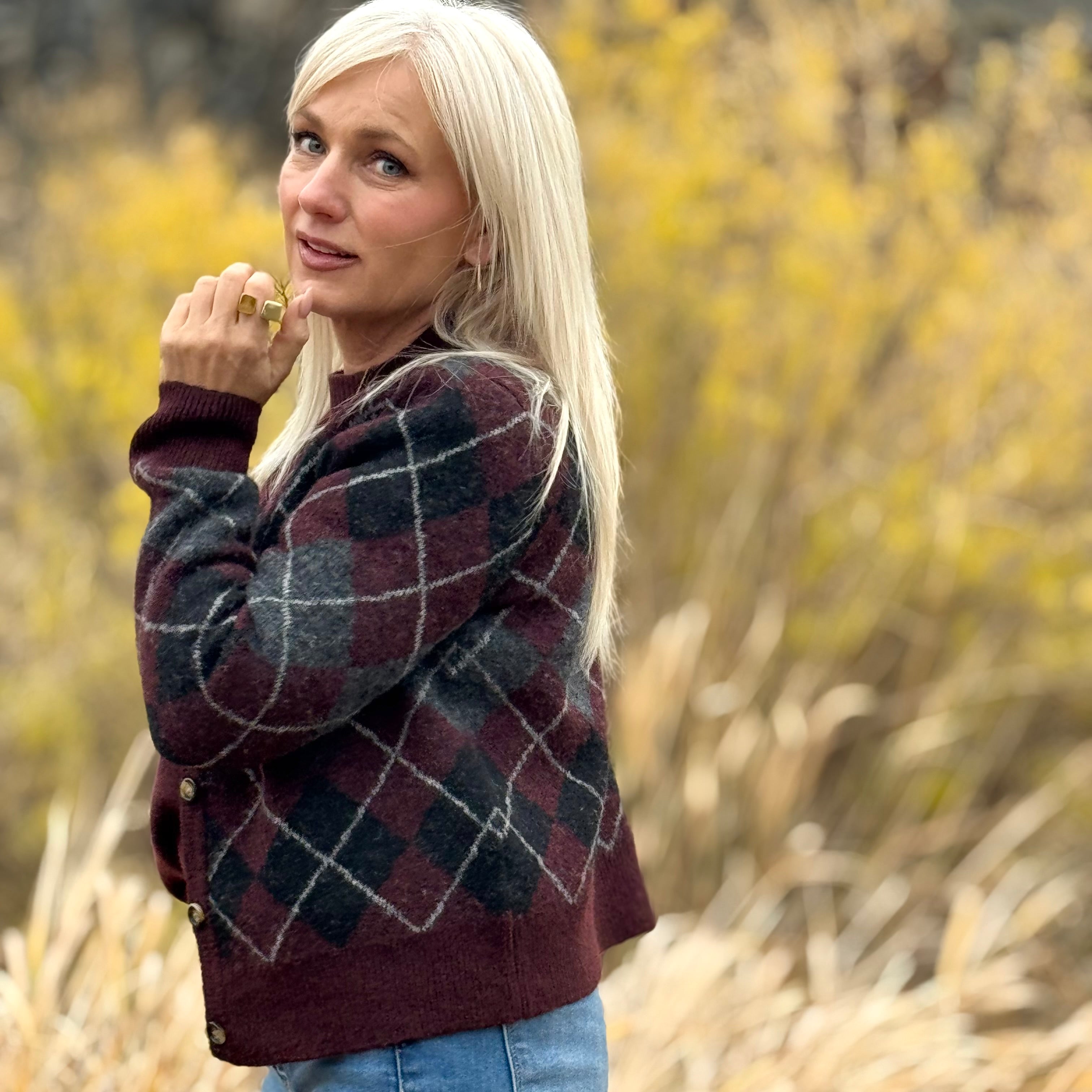 CLARA ARGYLE CARDIGAN Burgundy