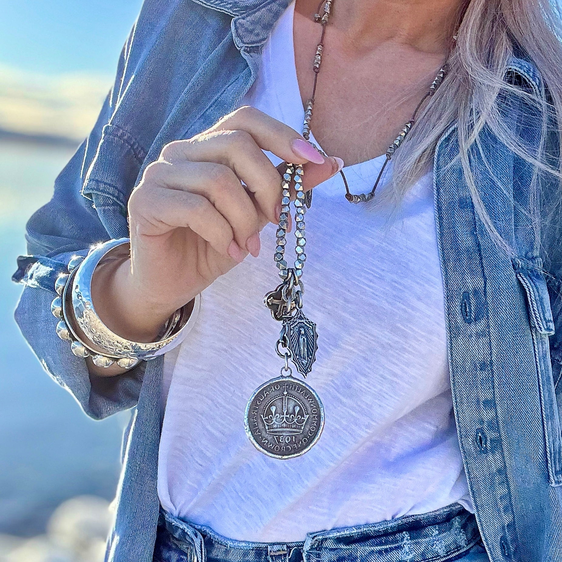 Paula Carvalho Adjustable Coin Charm Necklace