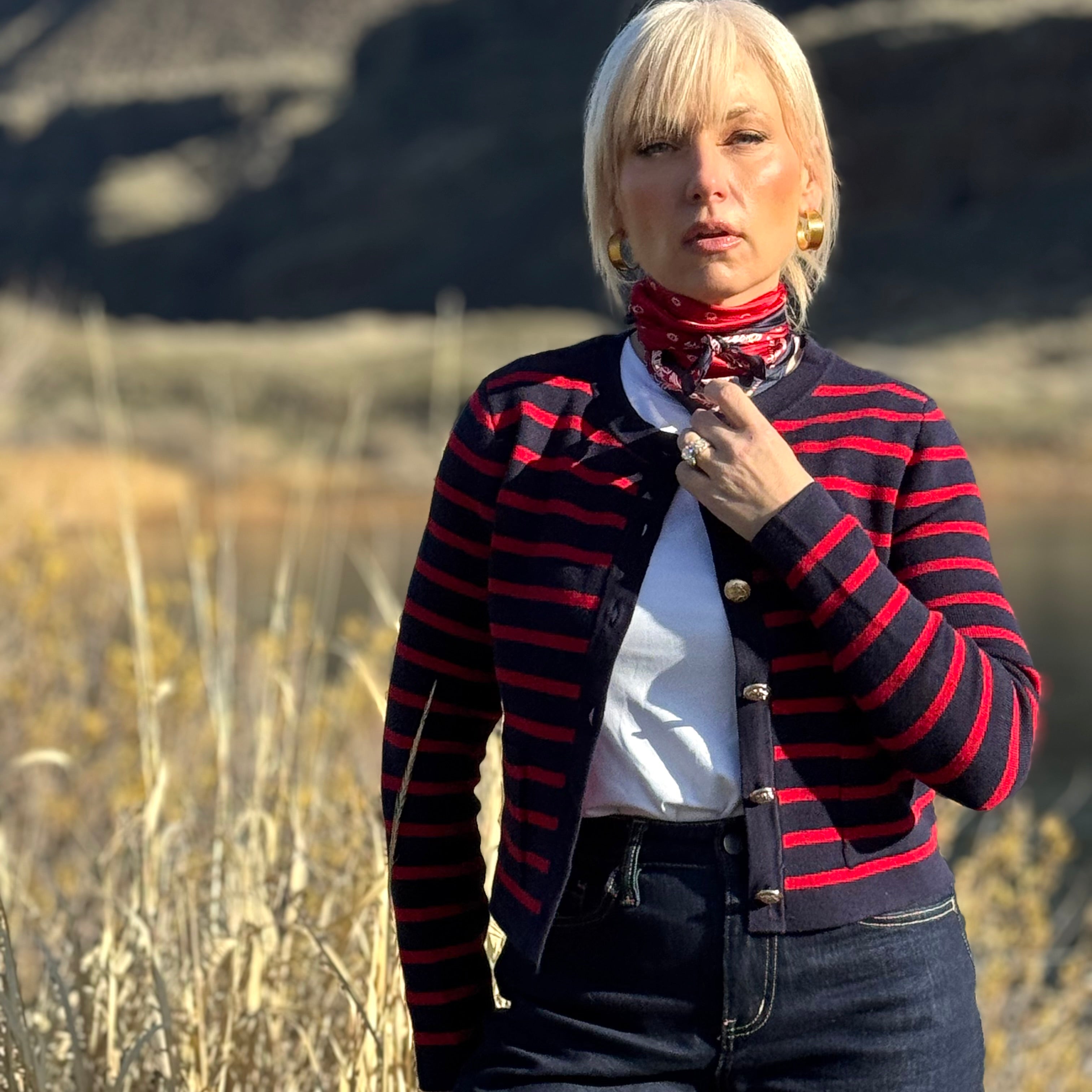 The Riviera Stripe Button Cardigan