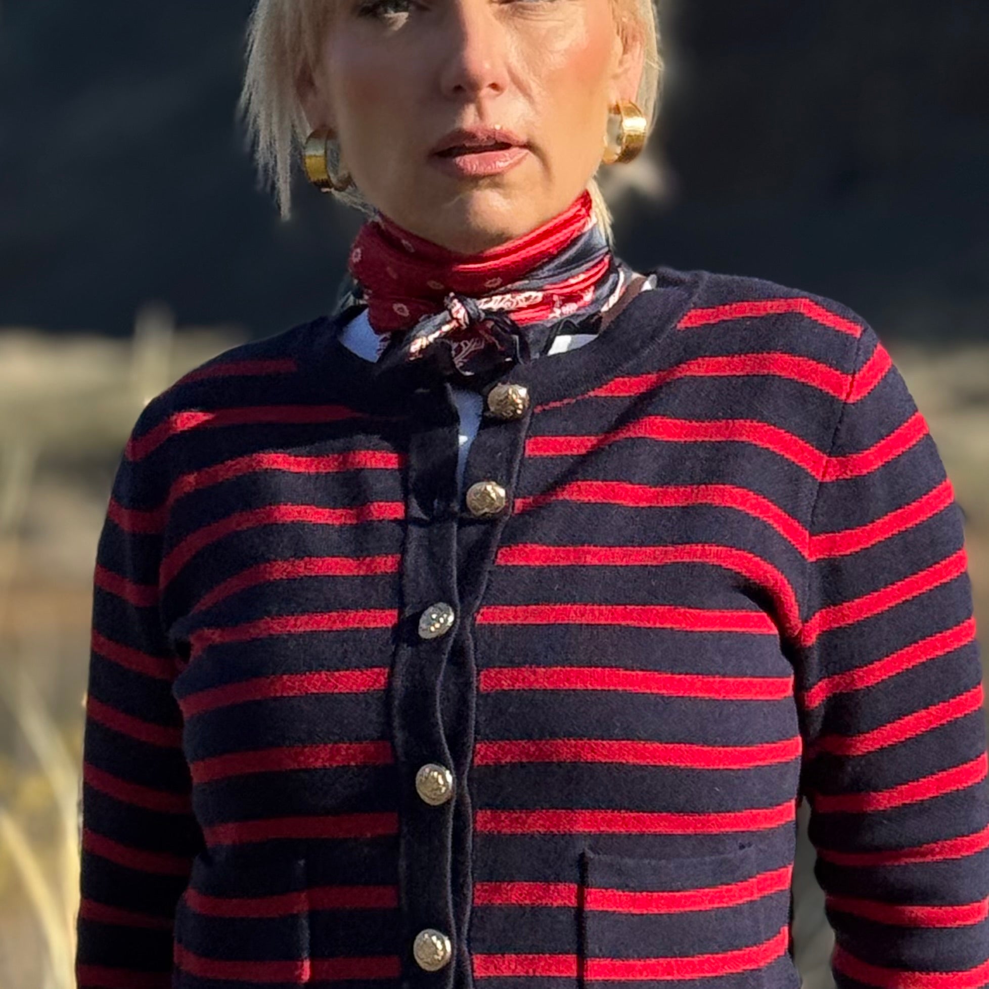 The Riviera Stripe Button Cardigan