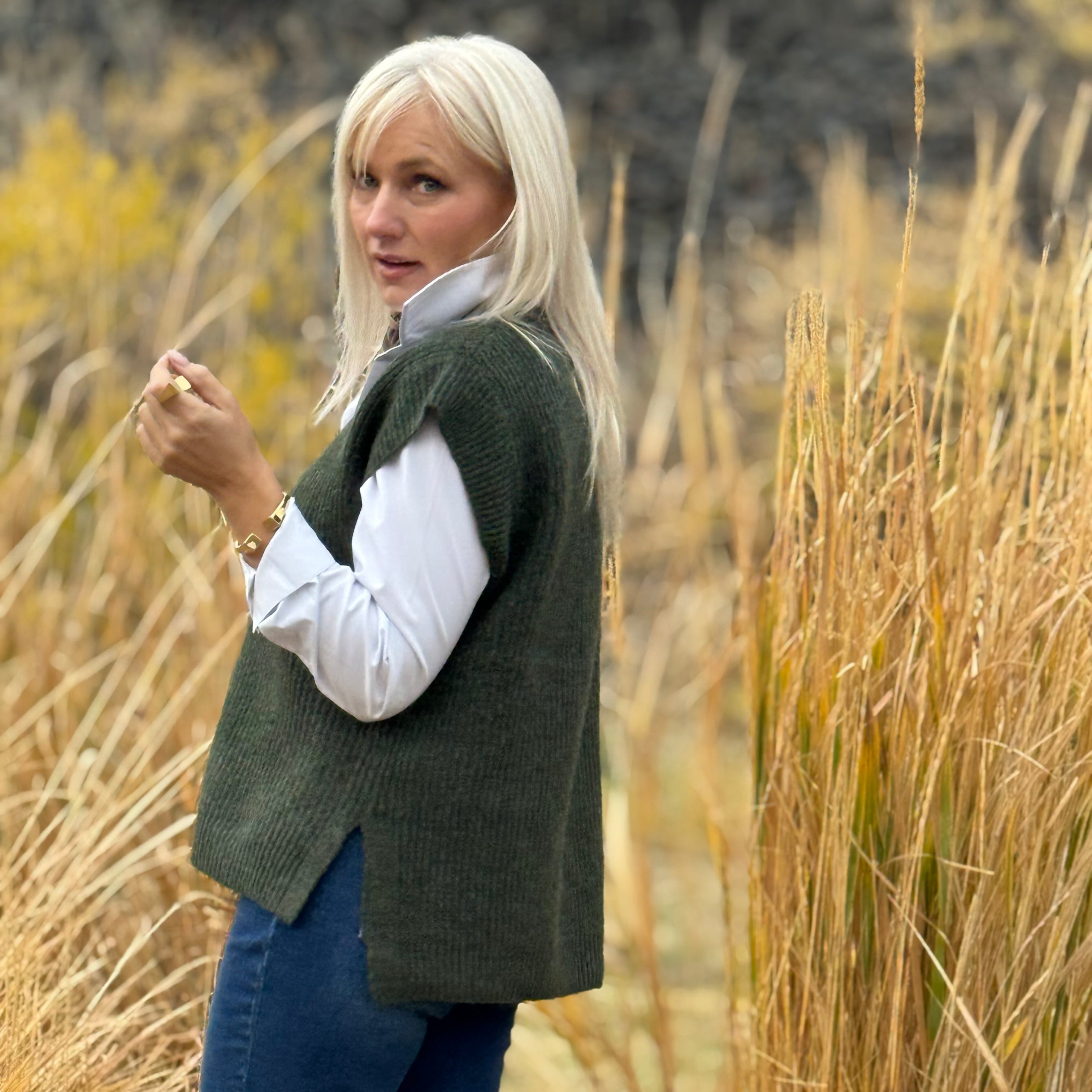 The Sagewood Sweater Vest Olive