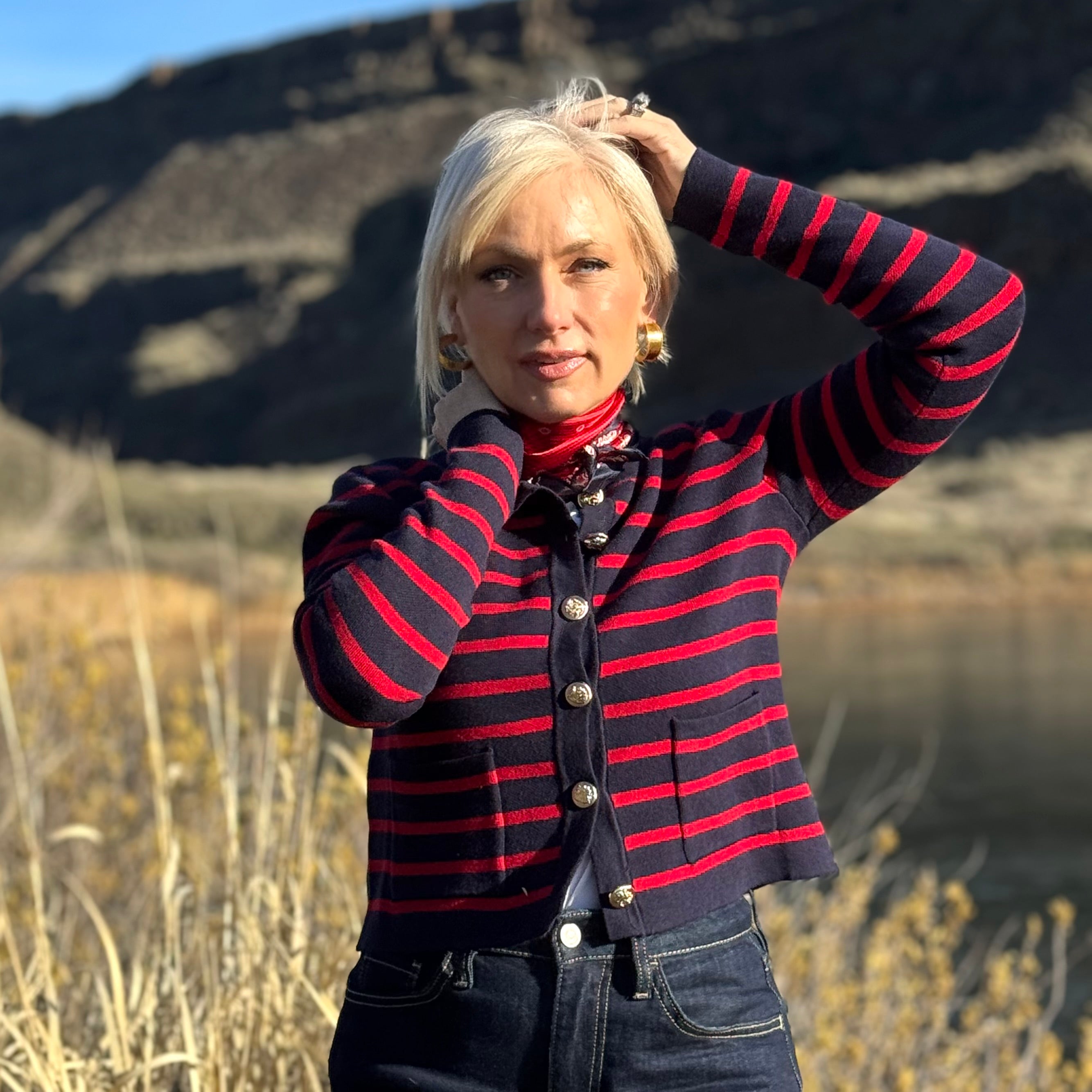 The Riviera Stripe Button Cardigan